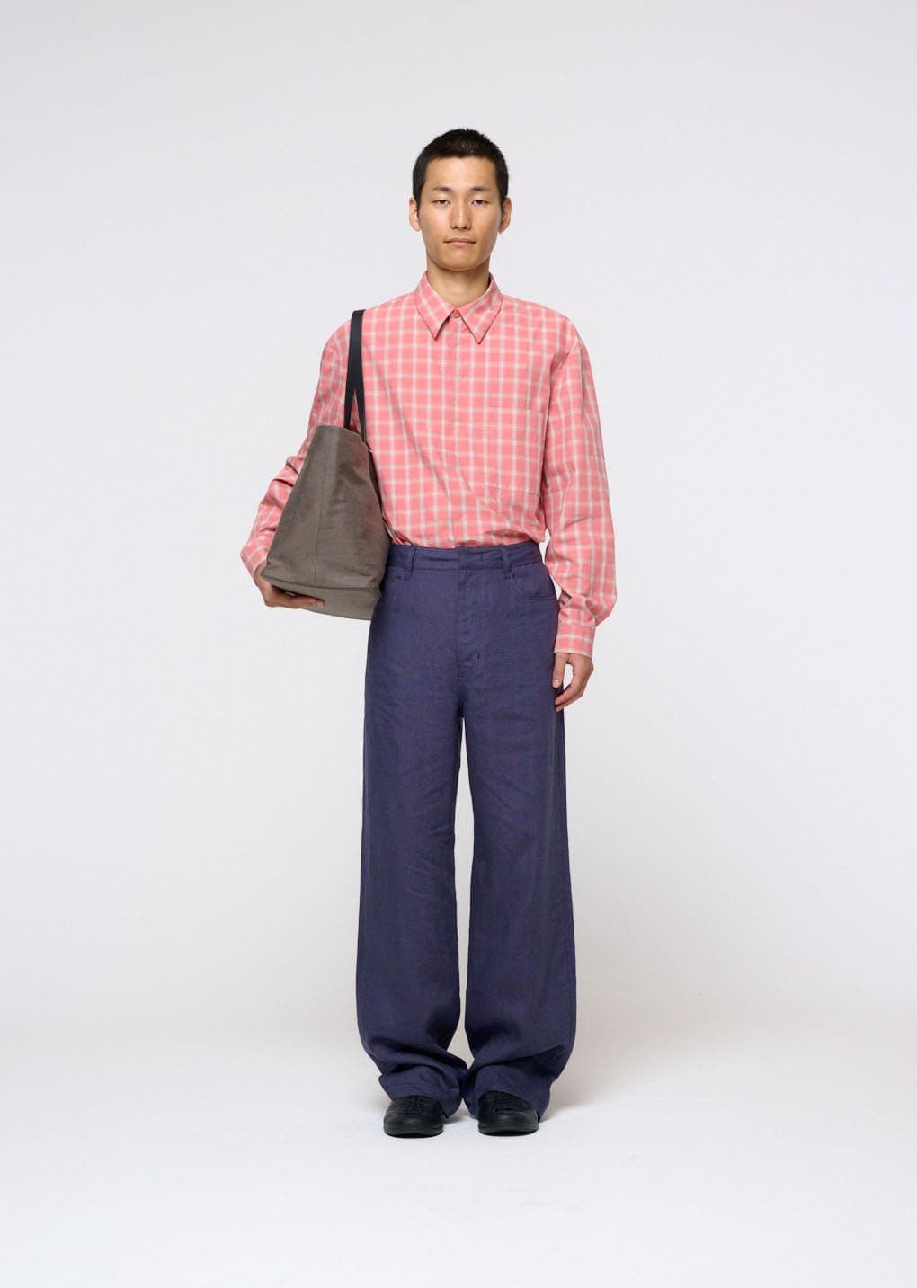 [Online Exclusive] Oversized Pocket Check Shirt, Pink — vue 1