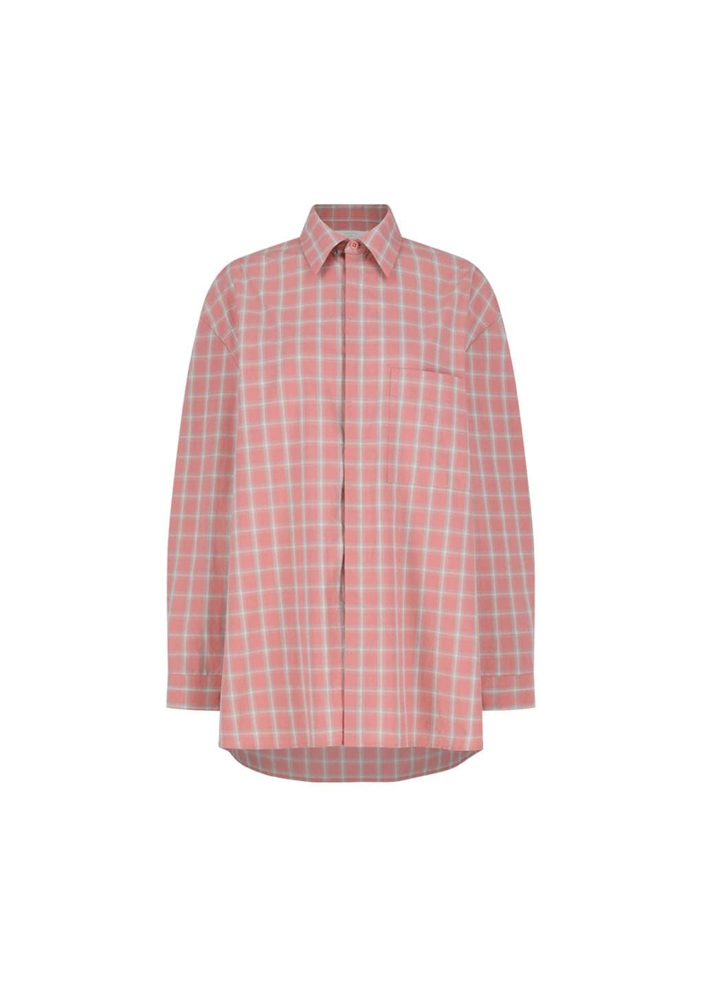 [Online Exclusive] Oversized Pocket Check Shirt, Pink