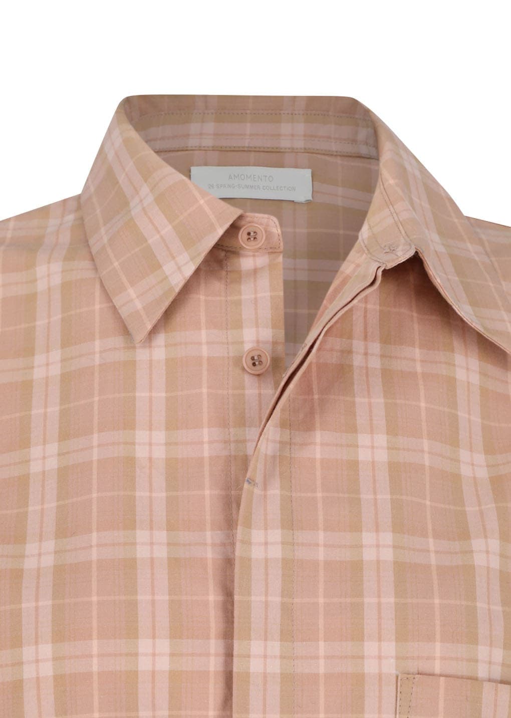[Online Exclusive] Oversized Pocket Check Shirt, Salmon — vue 11