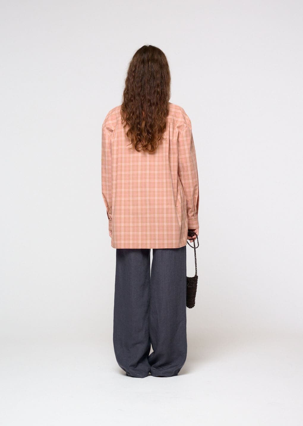 [Online Exclusive] Oversized Pocket Check Shirt, Salmon — vue 7