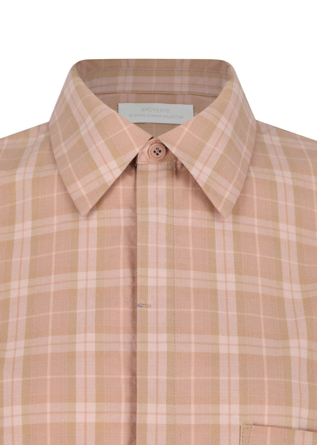 [Online Exclusive] Oversized Pocket Check Shirt, Salmon — vue 10