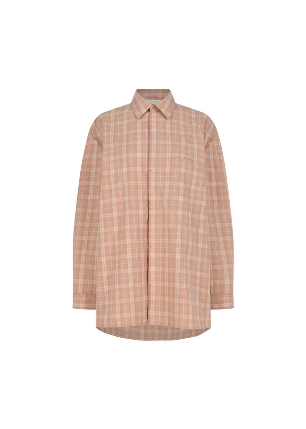 [Online Exclusive] Oversized Pocket Check Shirt, Salmon