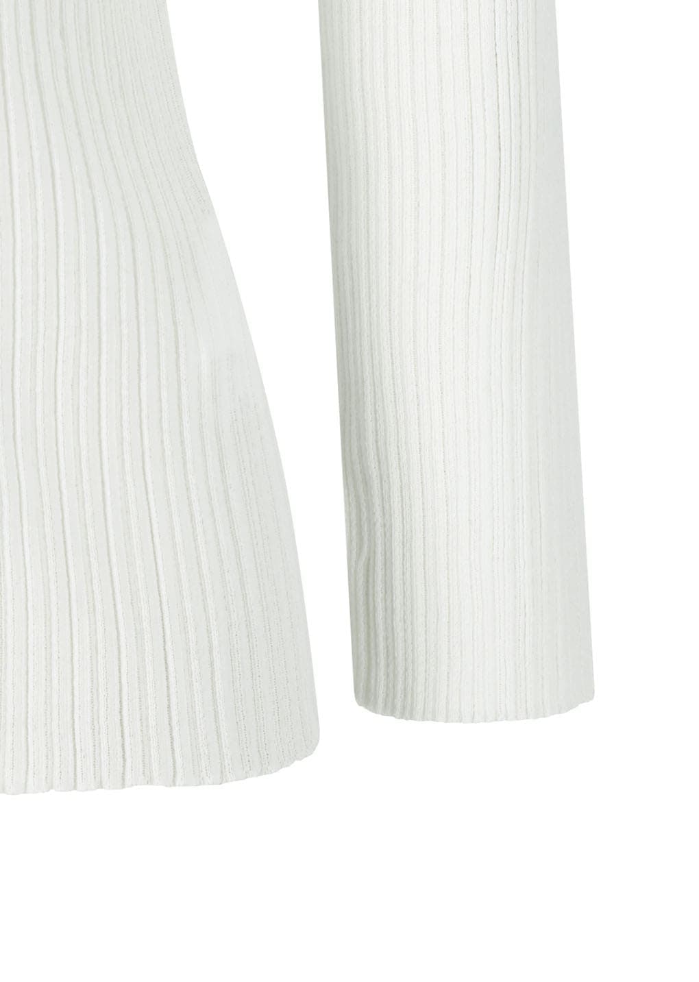 Pleats V-neck Knit Blouse, White — vue 6