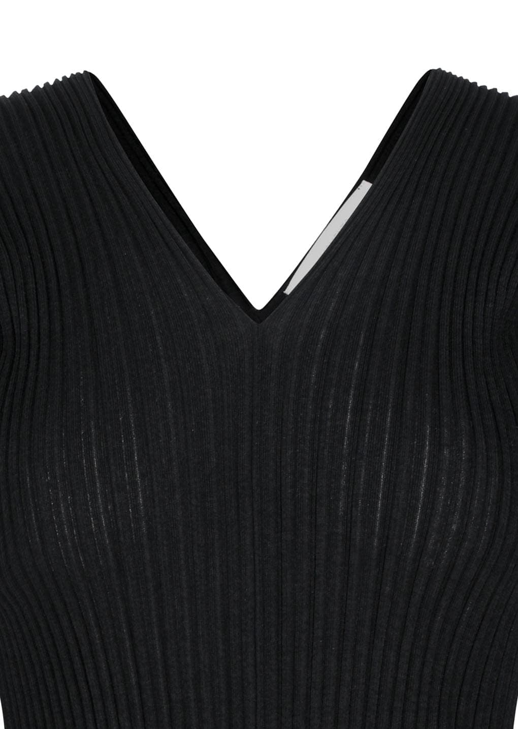 Pleats V-neck Knit Blouse, Black — vue 4