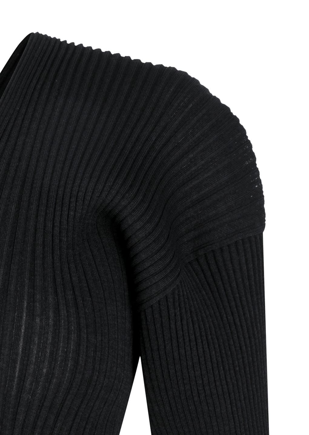 Pleats V-neck Knit Blouse, Black — vue 5