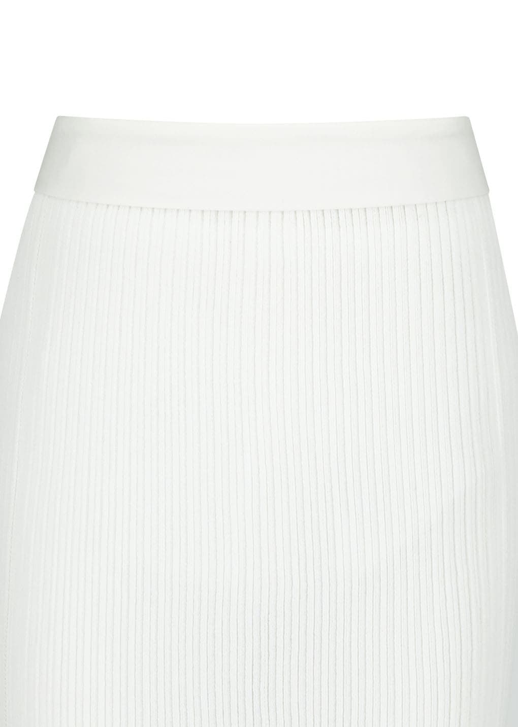 Pleats Knit Maxi Skirt, White — vue 7