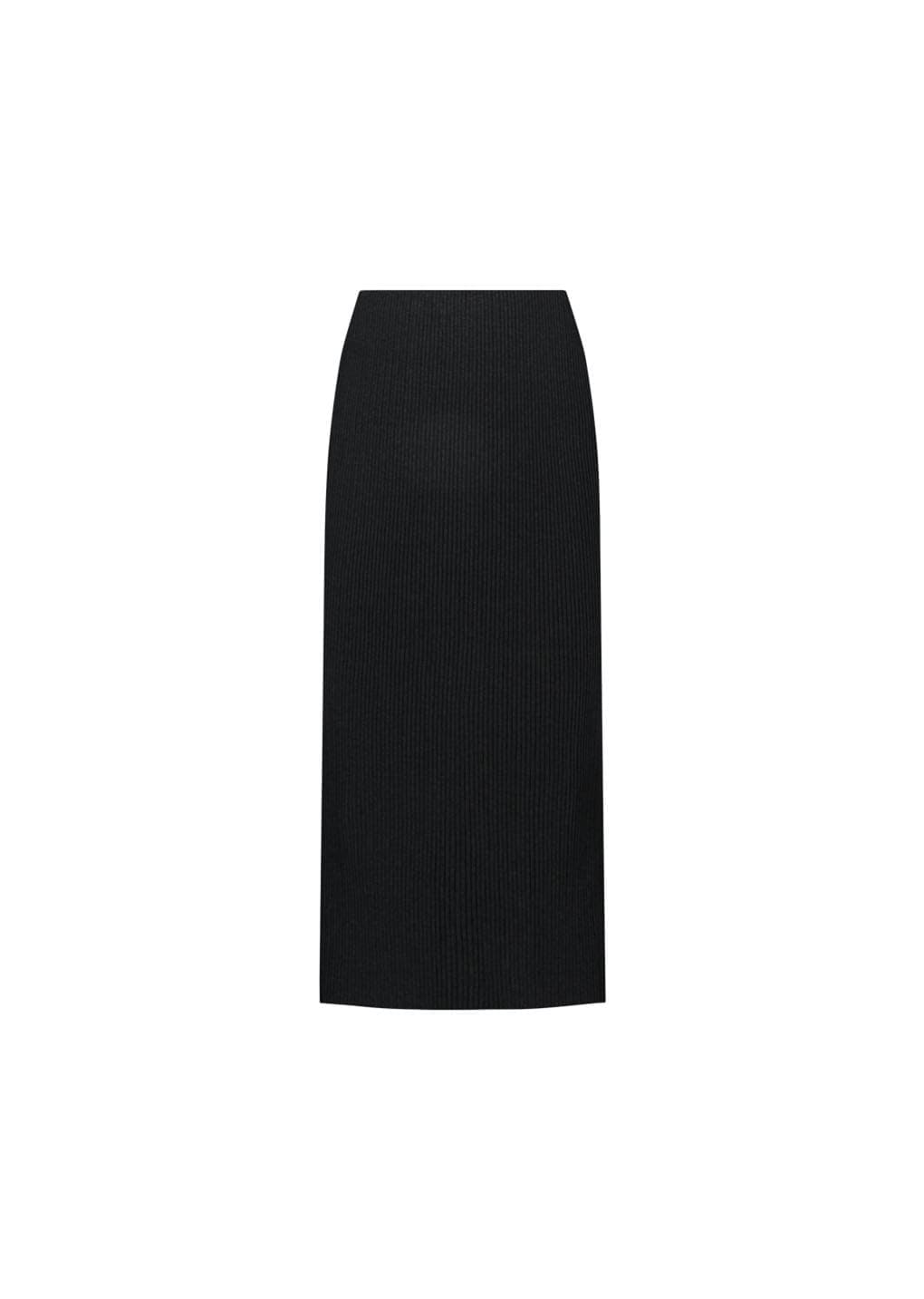 Pleats Knit Maxi Skirt, Black