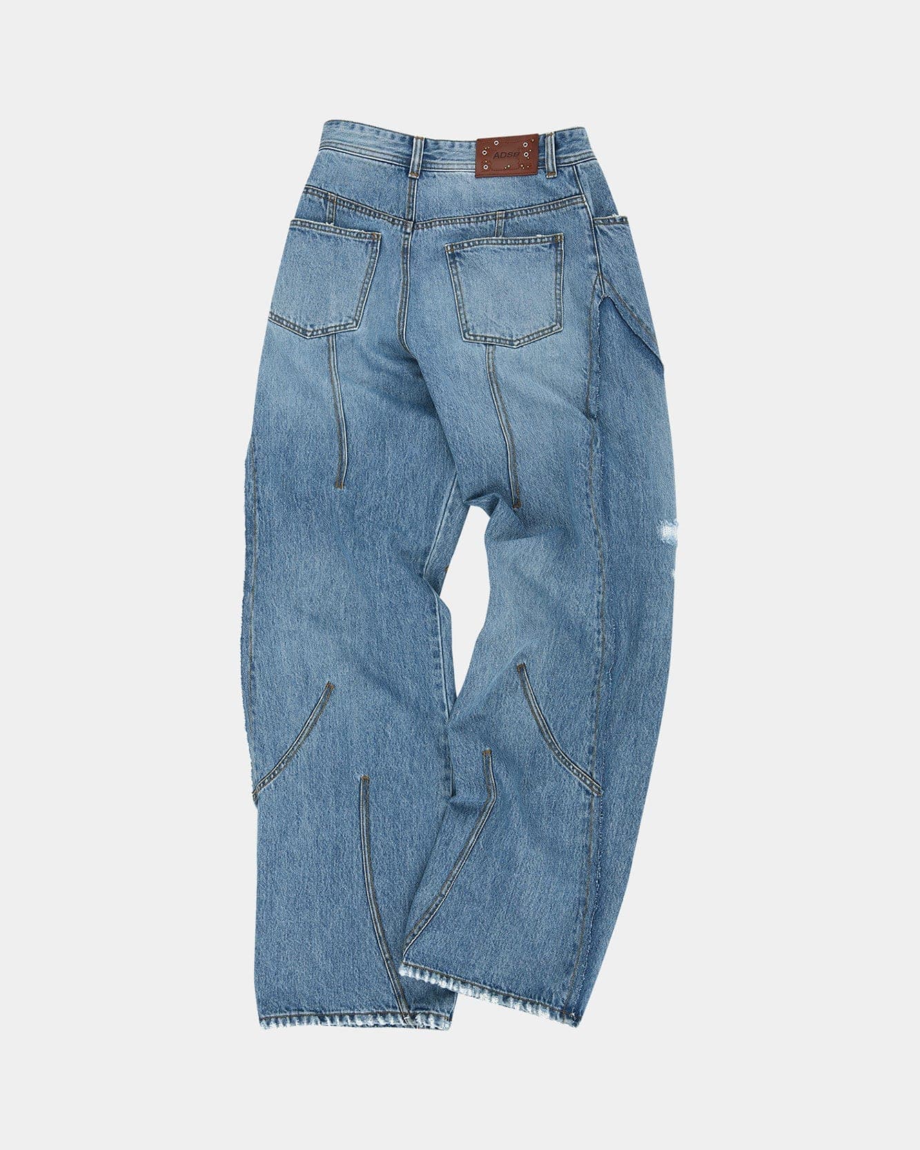 Panel Carpenter Wide-Leg Jeans (Washed Blue) — vue 3