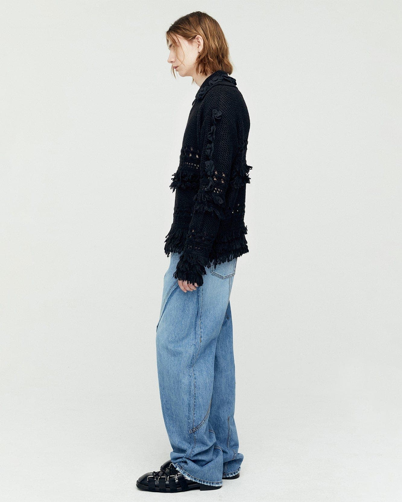 Panel Carpenter Wide-Leg Jeans (Washed Blue) — vue 5