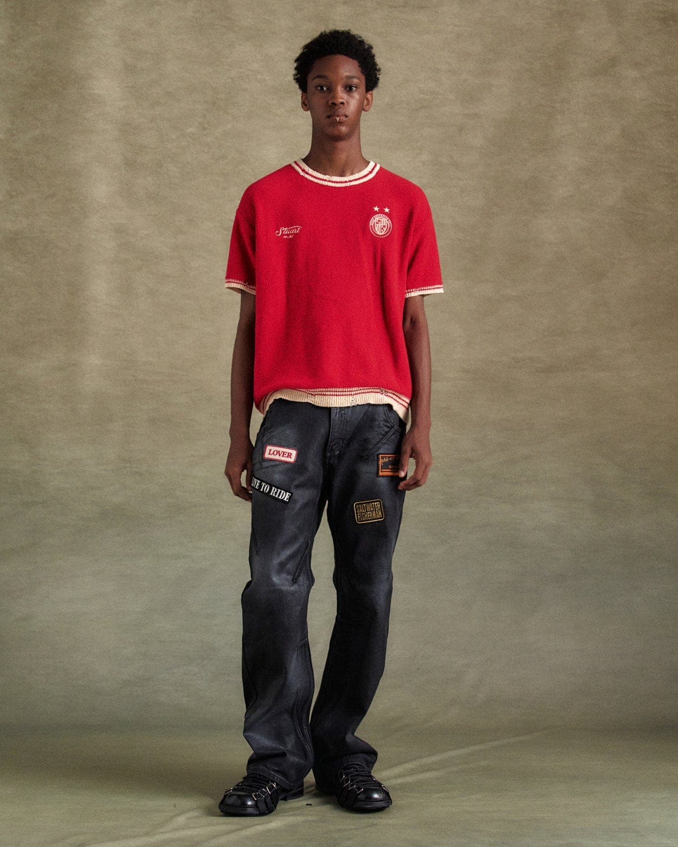 Football Short Sleeve Sweater (Red) — vue 6