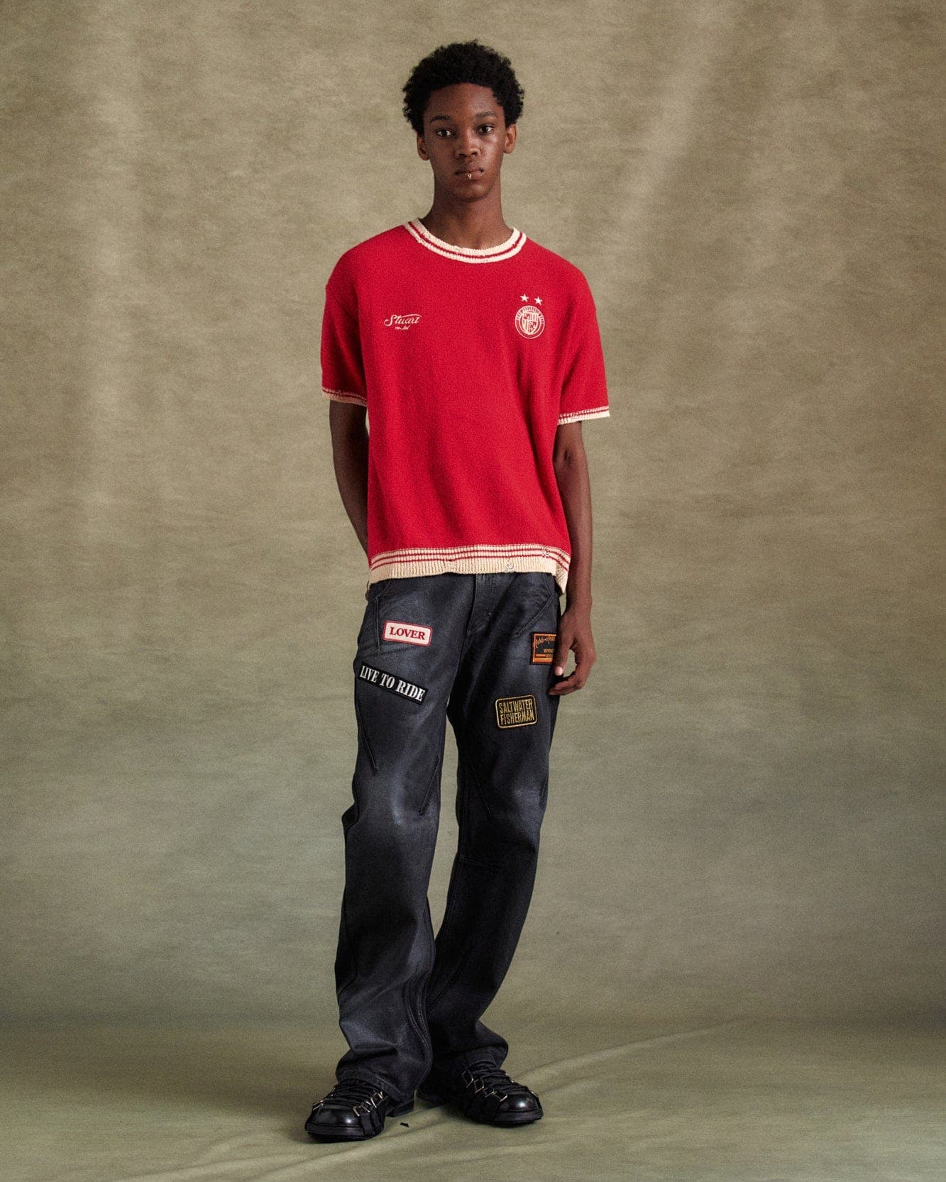 Football Short Sleeve Sweater (Red) — vue 1