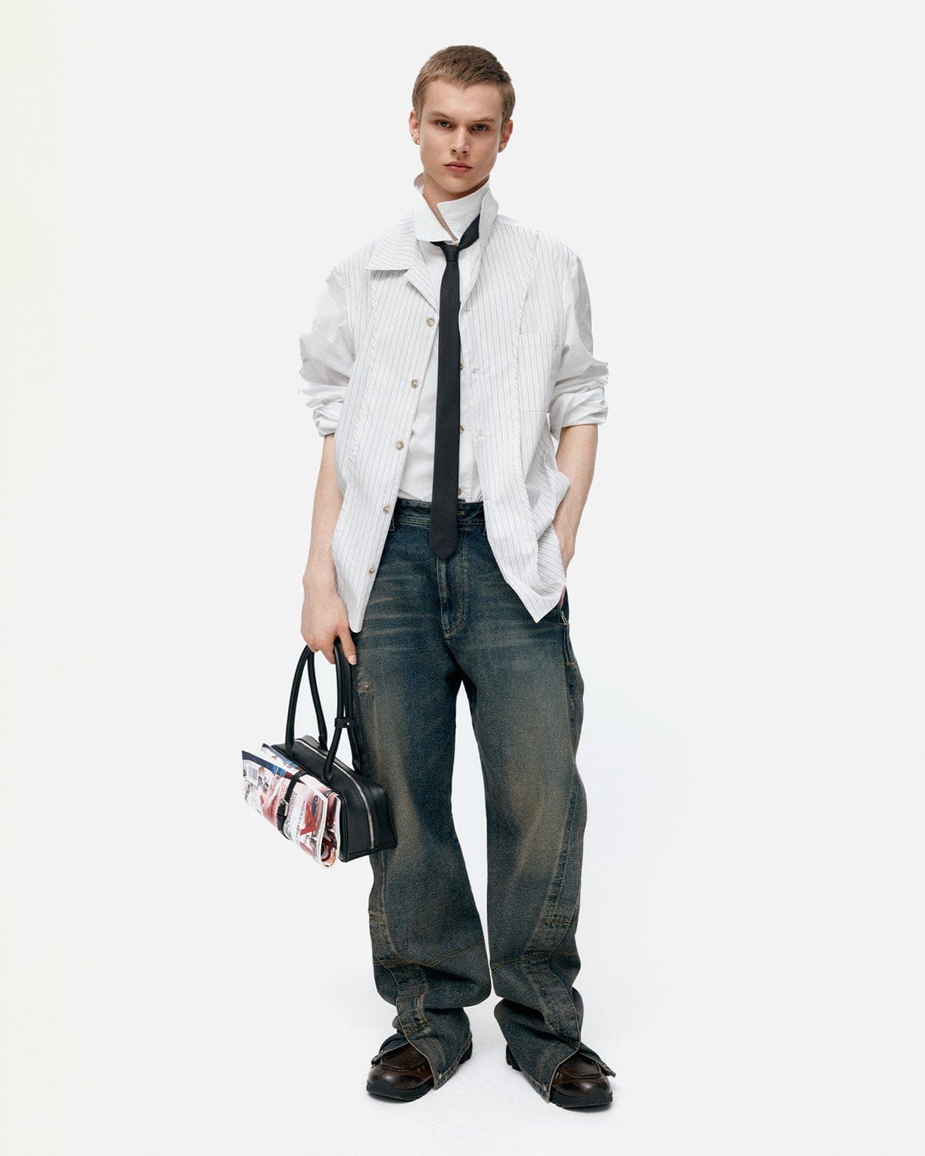 Twisted Zipper Pocket Jeans (Dusty Blue) — vue 2