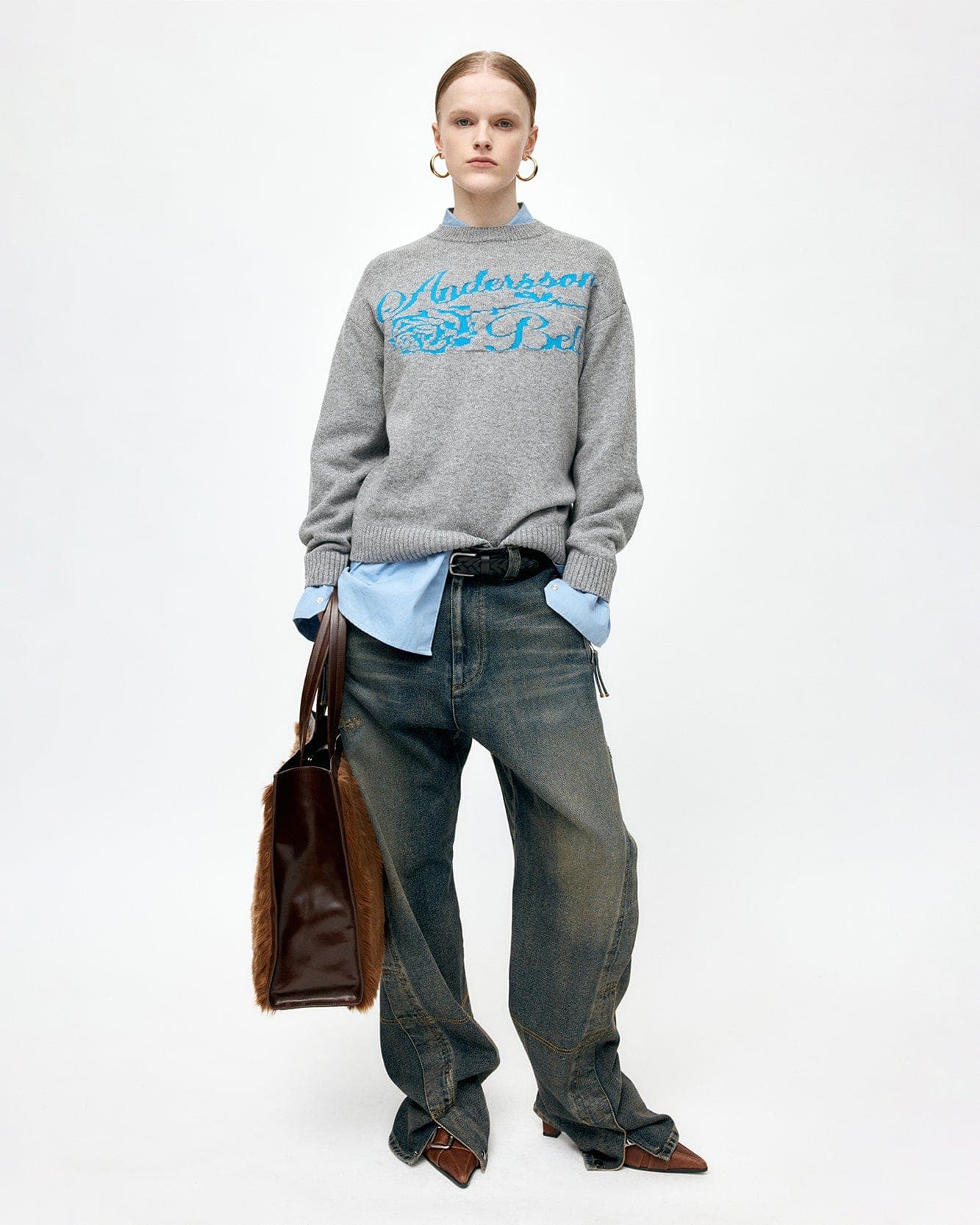 Twisted Zipper Pocket Jeans (Dusty Blue) — vue 5
