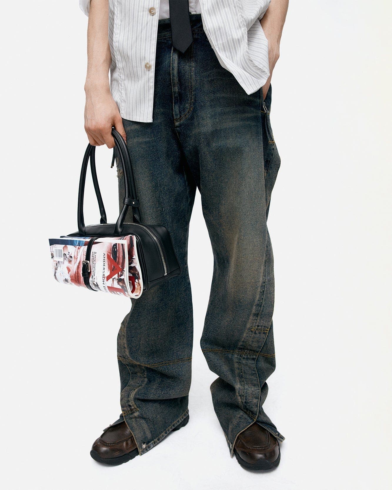 Twisted Zipper Pocket Jeans (Dusty Blue) — vue 10