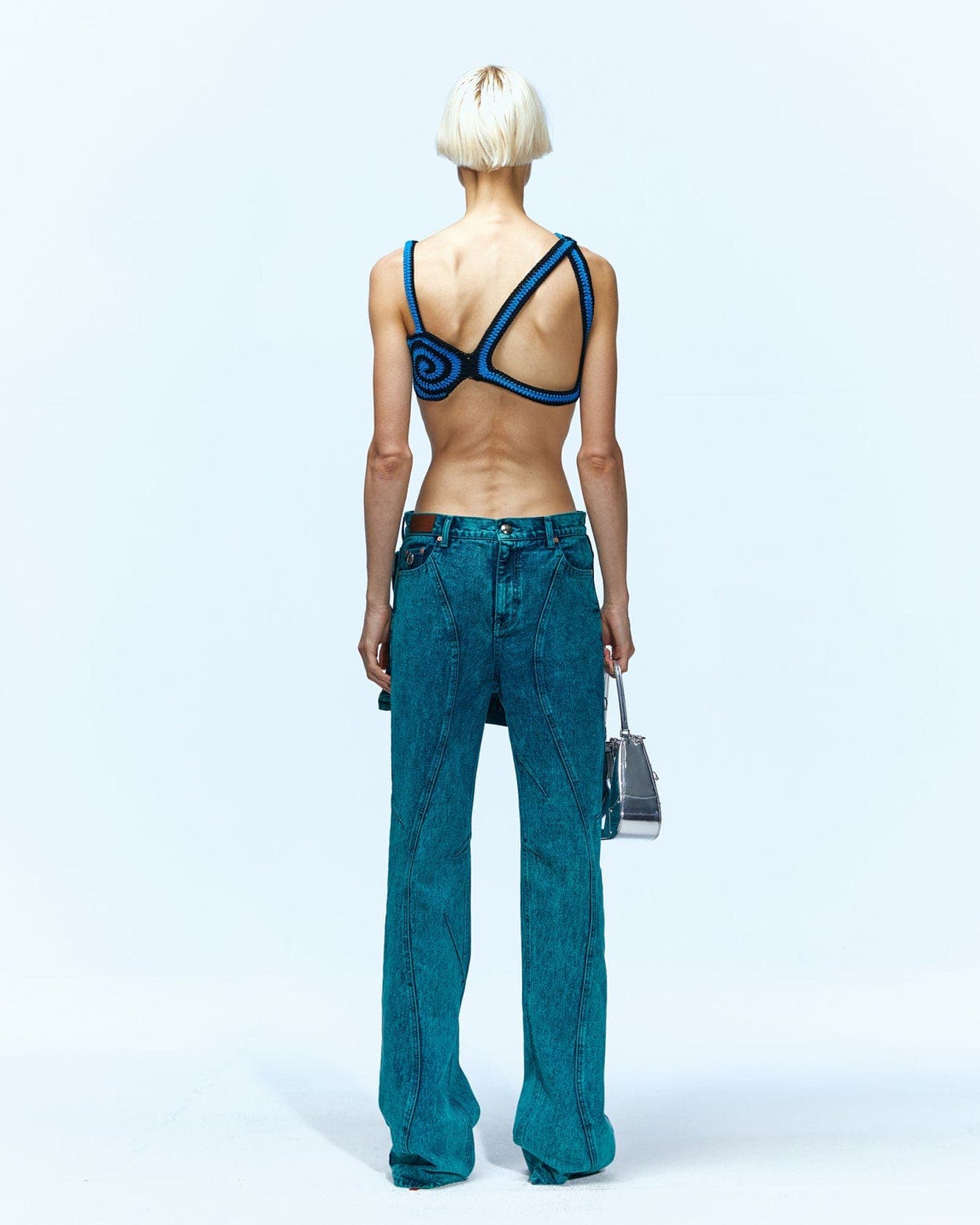 Glen Overdyed Wrap Straight-Leg Jeans (Bluegreen) — vue 6