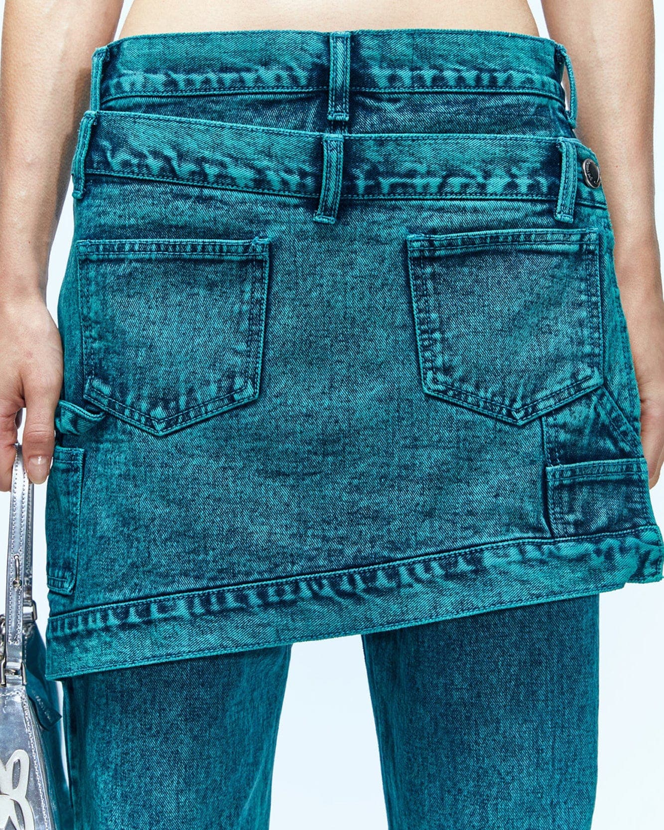 Glen Overdyed Wrap Straight-Leg Jeans (Bluegreen) — vue 7