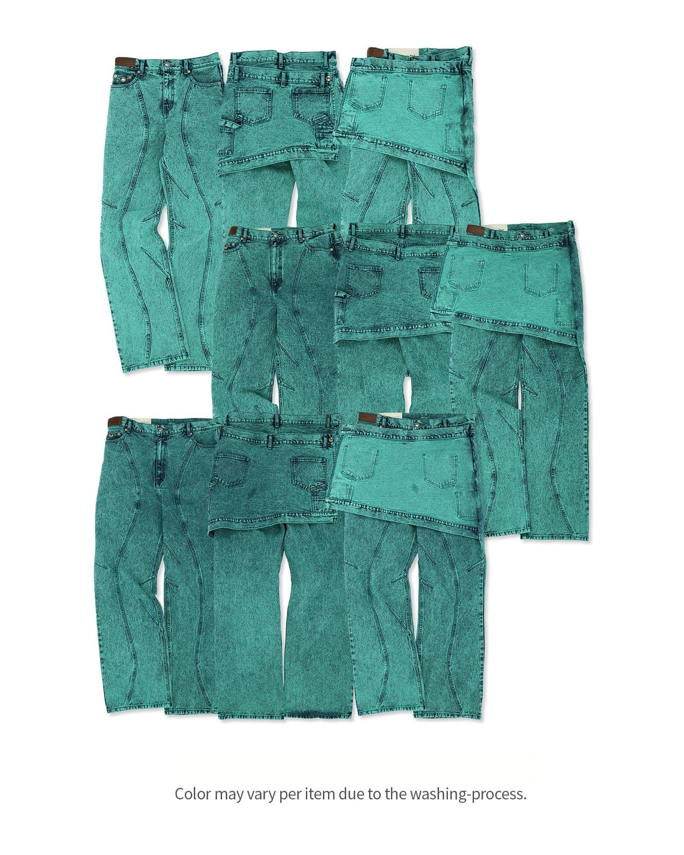 Glen Overdyed Wrap Straight-Leg Jeans (Bluegreen) — vue 8