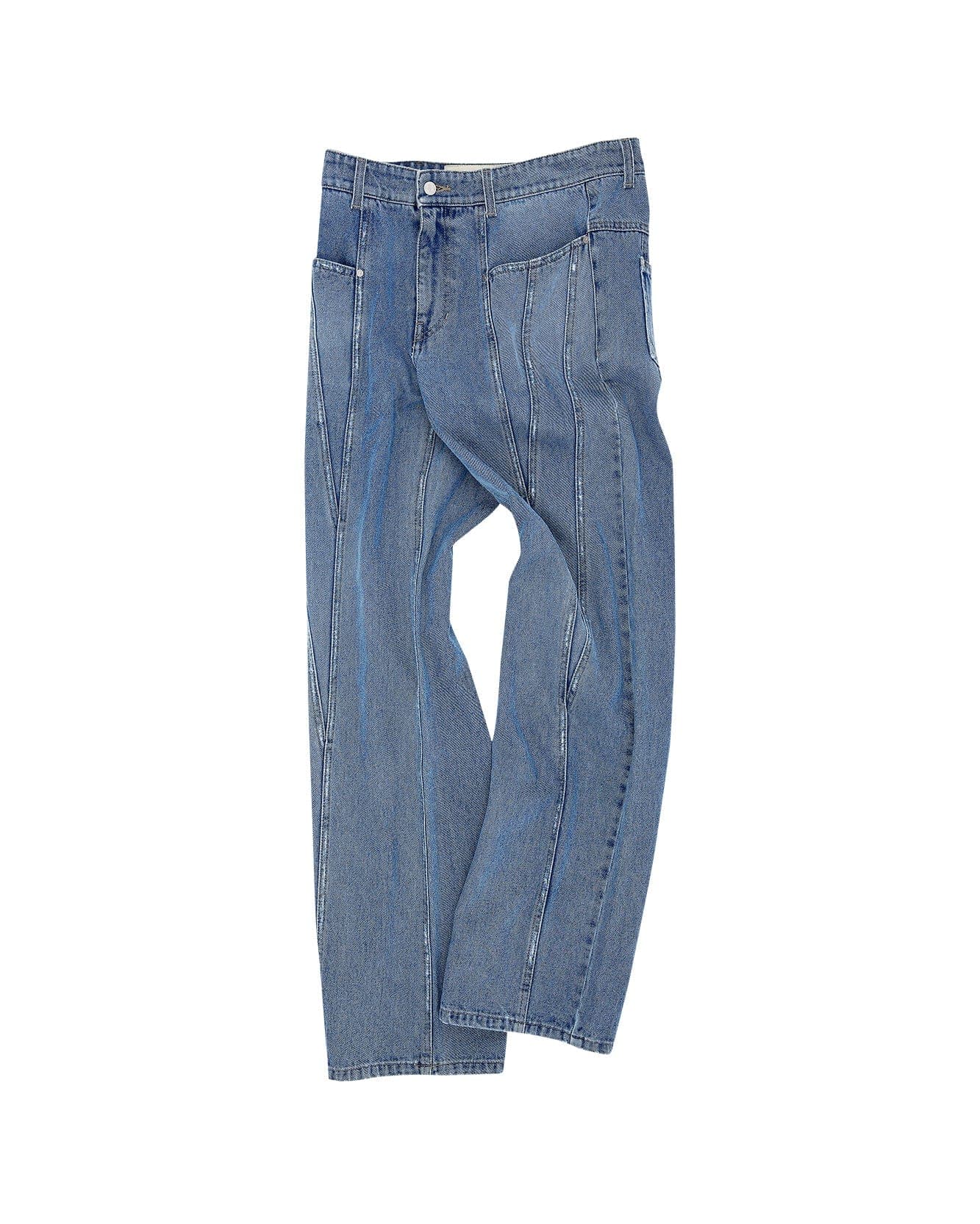 Sierra Panel Wide-Leg Jeans (Washed Blue) — vue 2