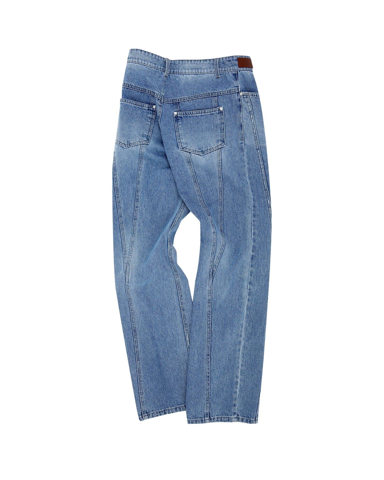Sierra Panel Wide-Leg Jeans (Washed Blue) — vue 3