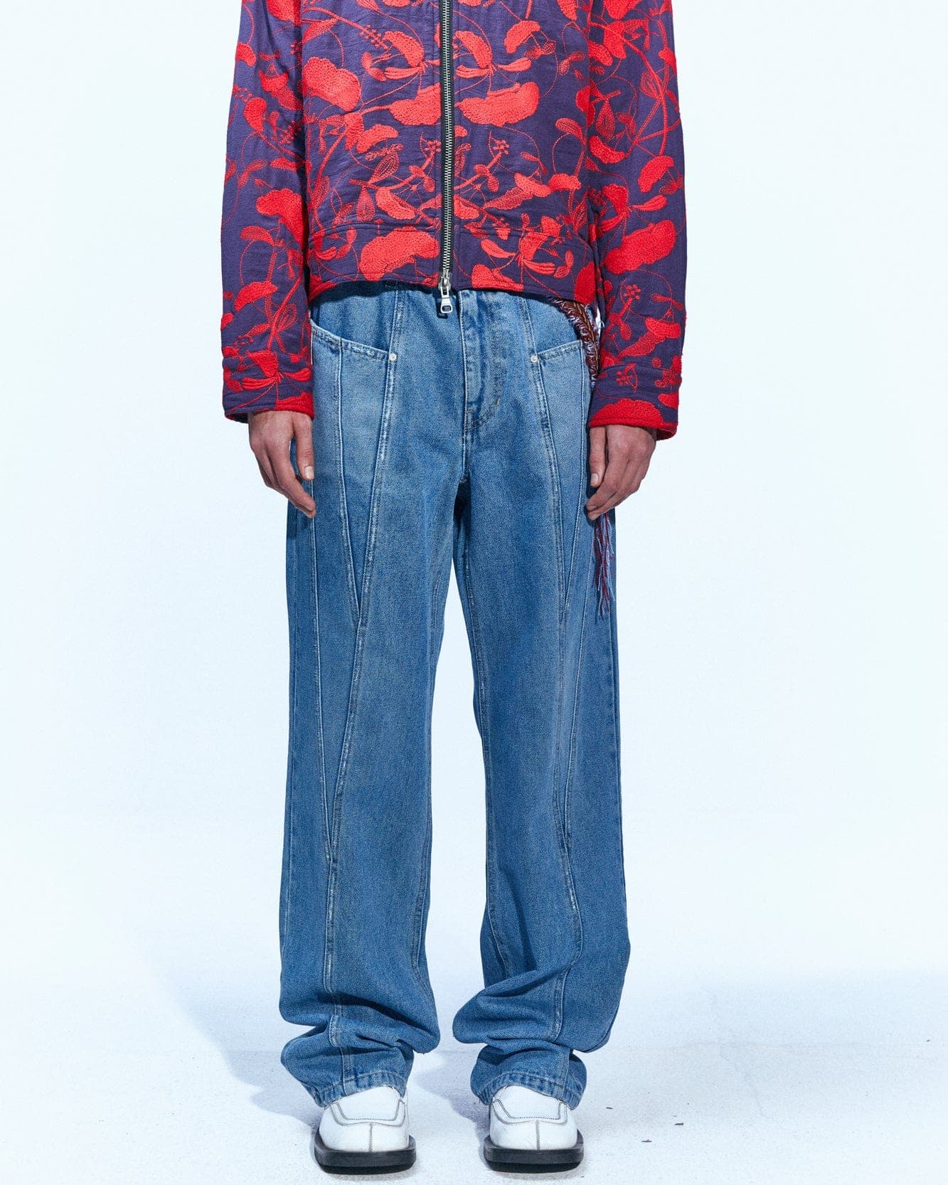 Sierra Panel Wide-Leg Jeans (Washed Blue) — vue 4