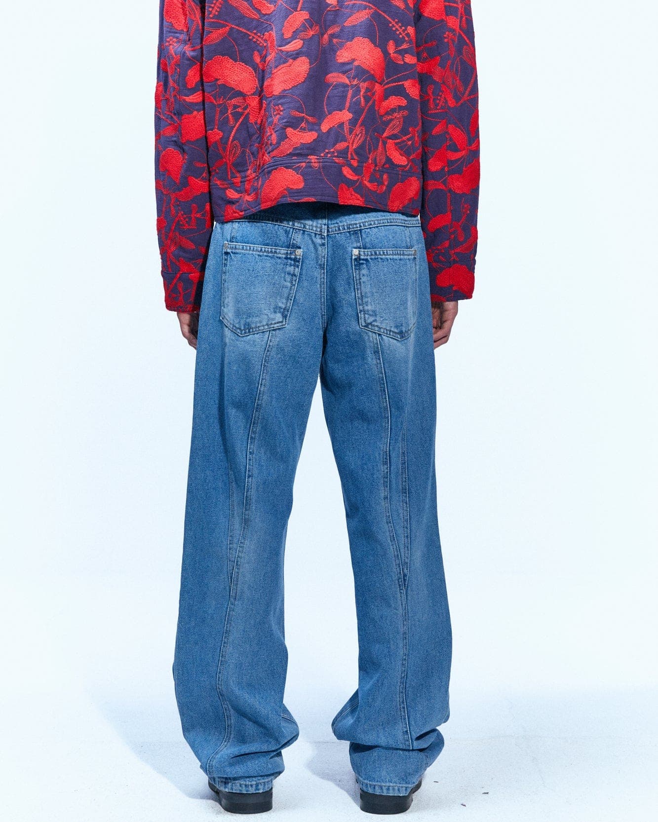 Sierra Panel Wide-Leg Jeans (Washed Blue) — vue 6