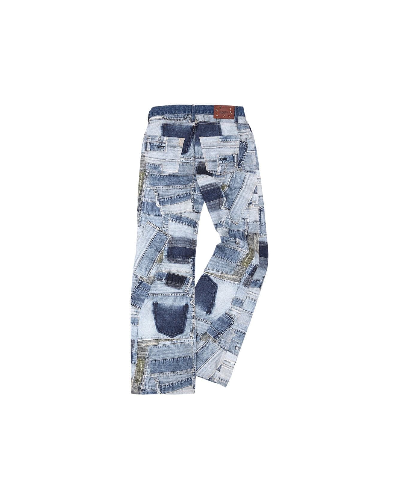 BRNO Patchwork Printed Wide Jeans (Blue) — vue 3