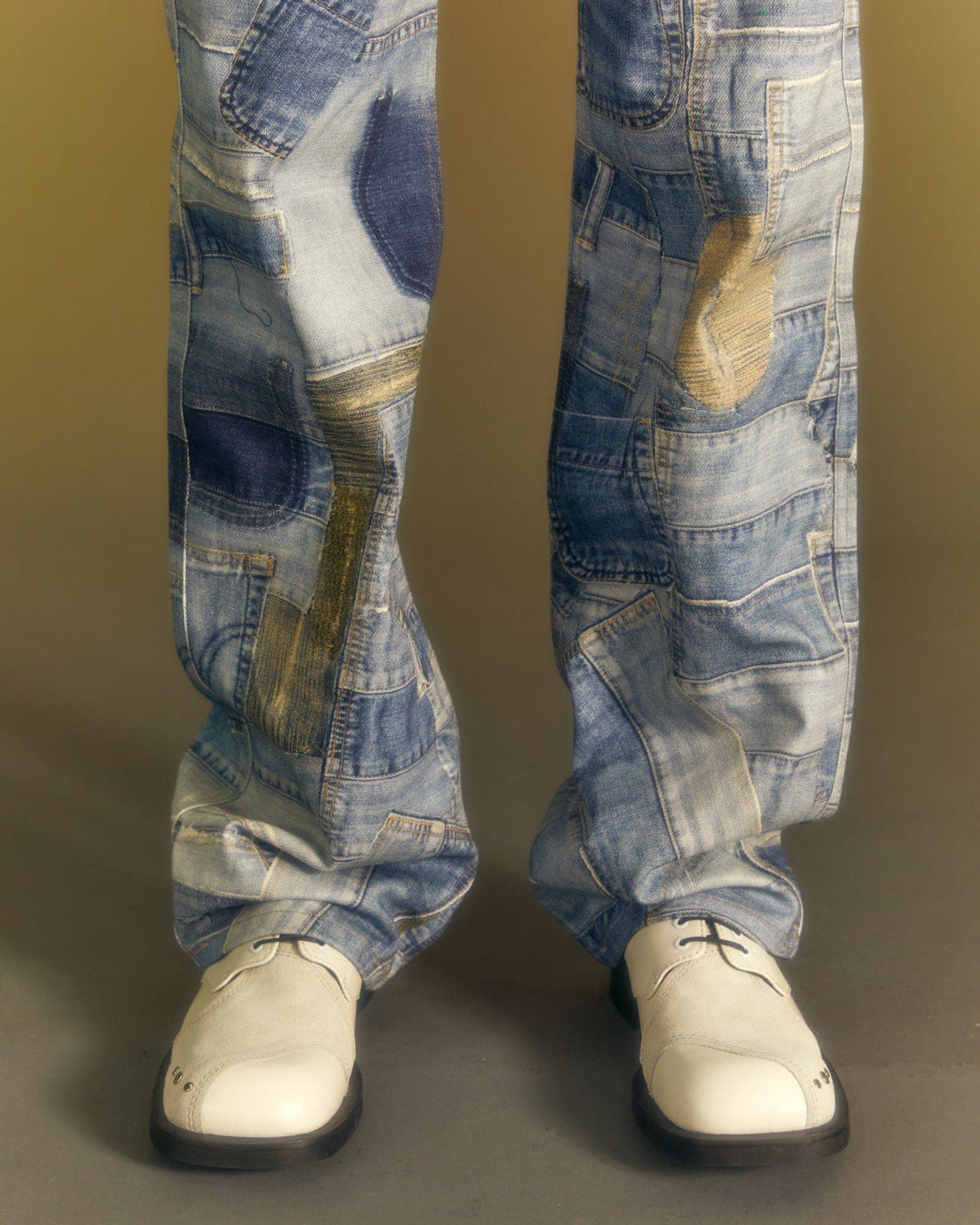 BRNO Patchwork Printed Wide Jeans (Blue) — vue 9