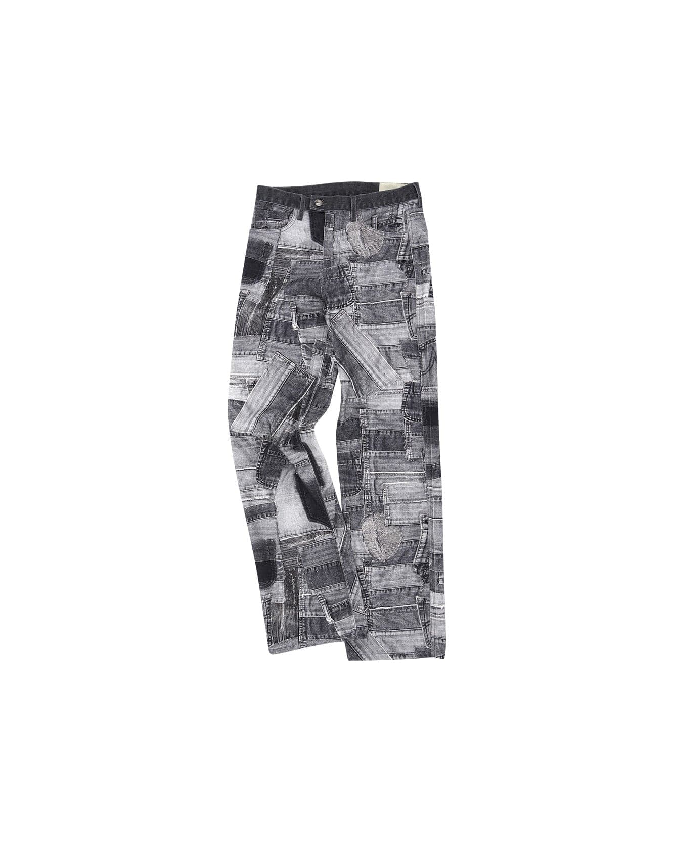 BRNO Patchwork Printed Wide Jeans (Black)