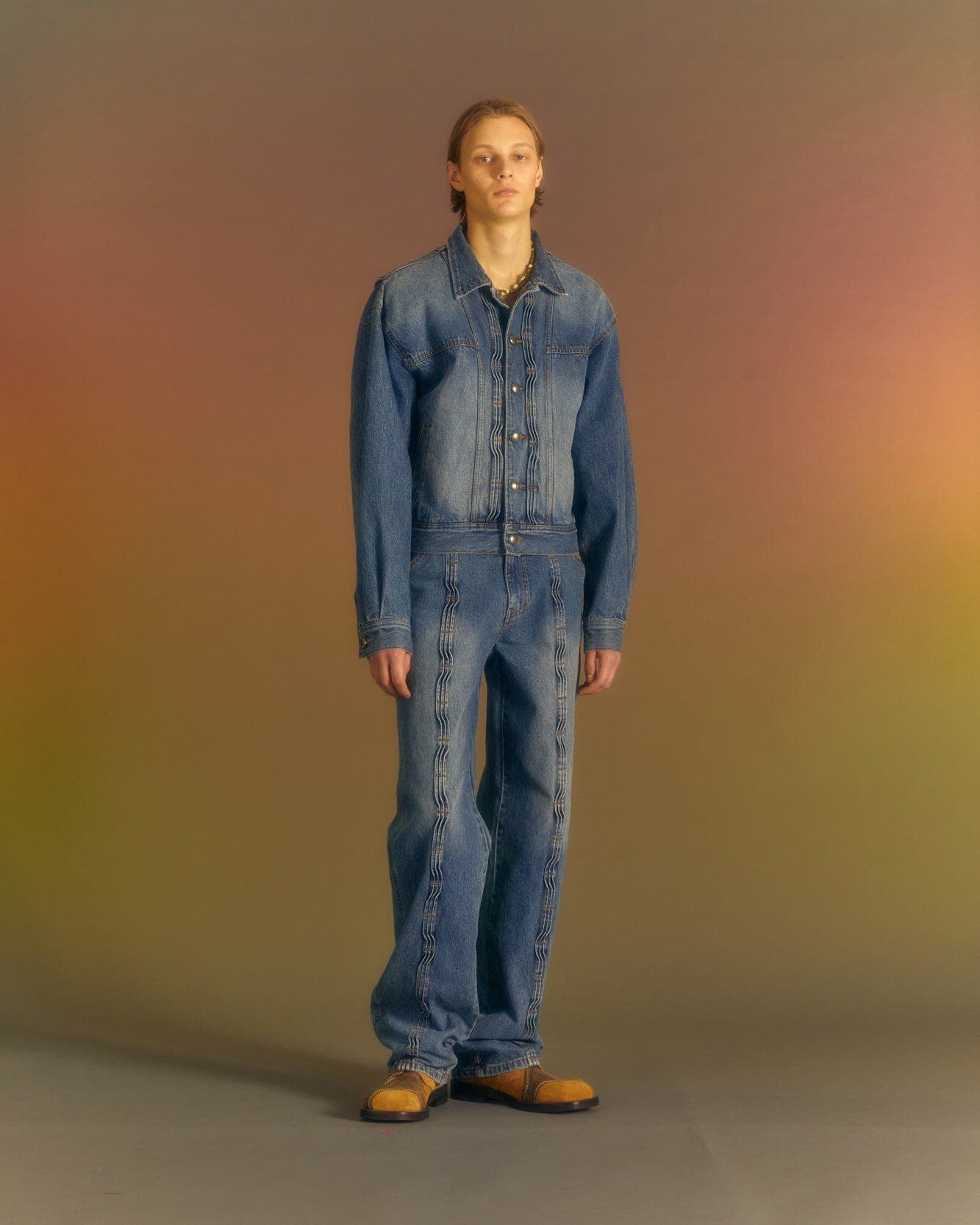 Wave Wide Leg Jeans (Washed Blue) — vue 1
