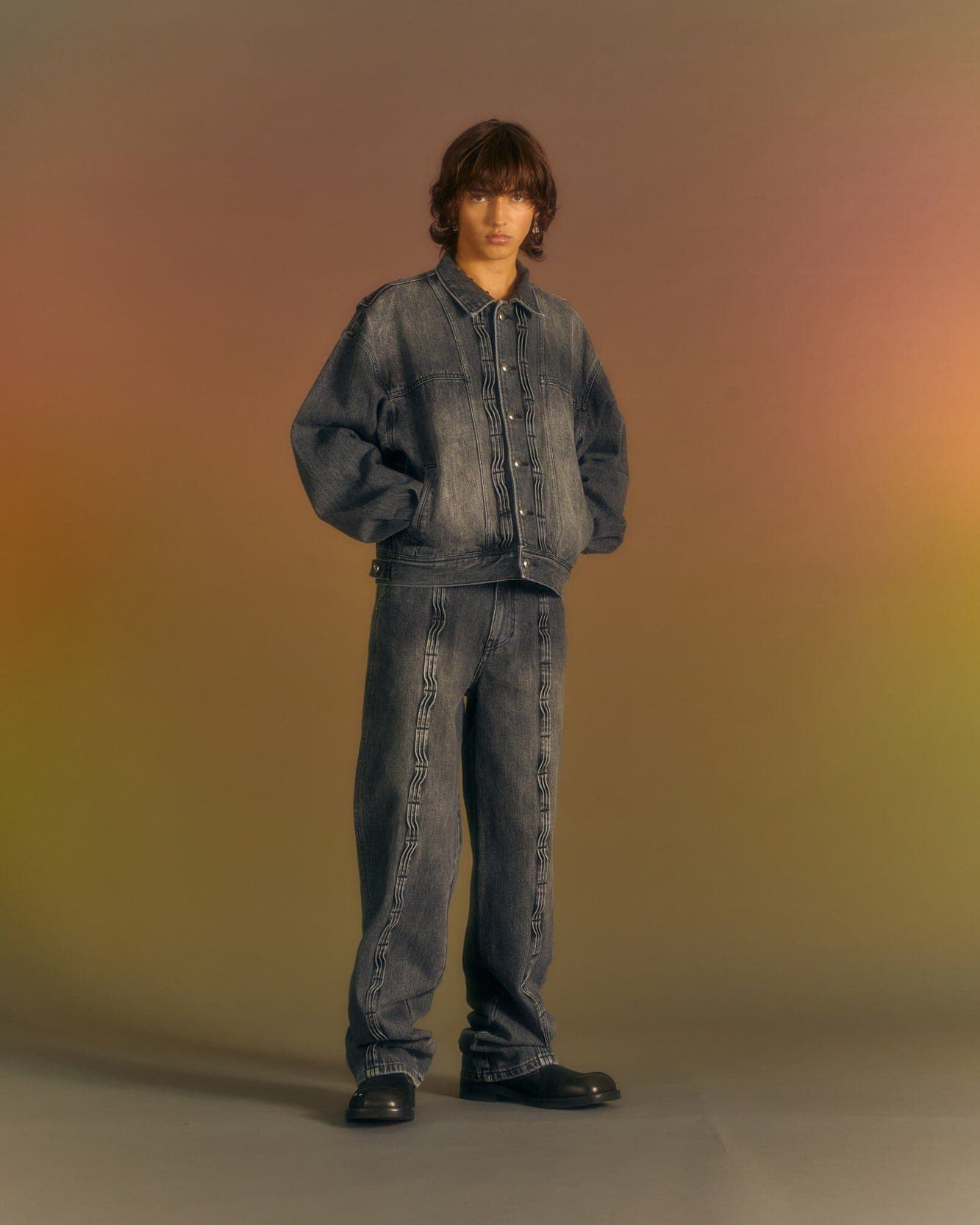 Wave Wide Leg Jeans (Washed Black) — vue 6