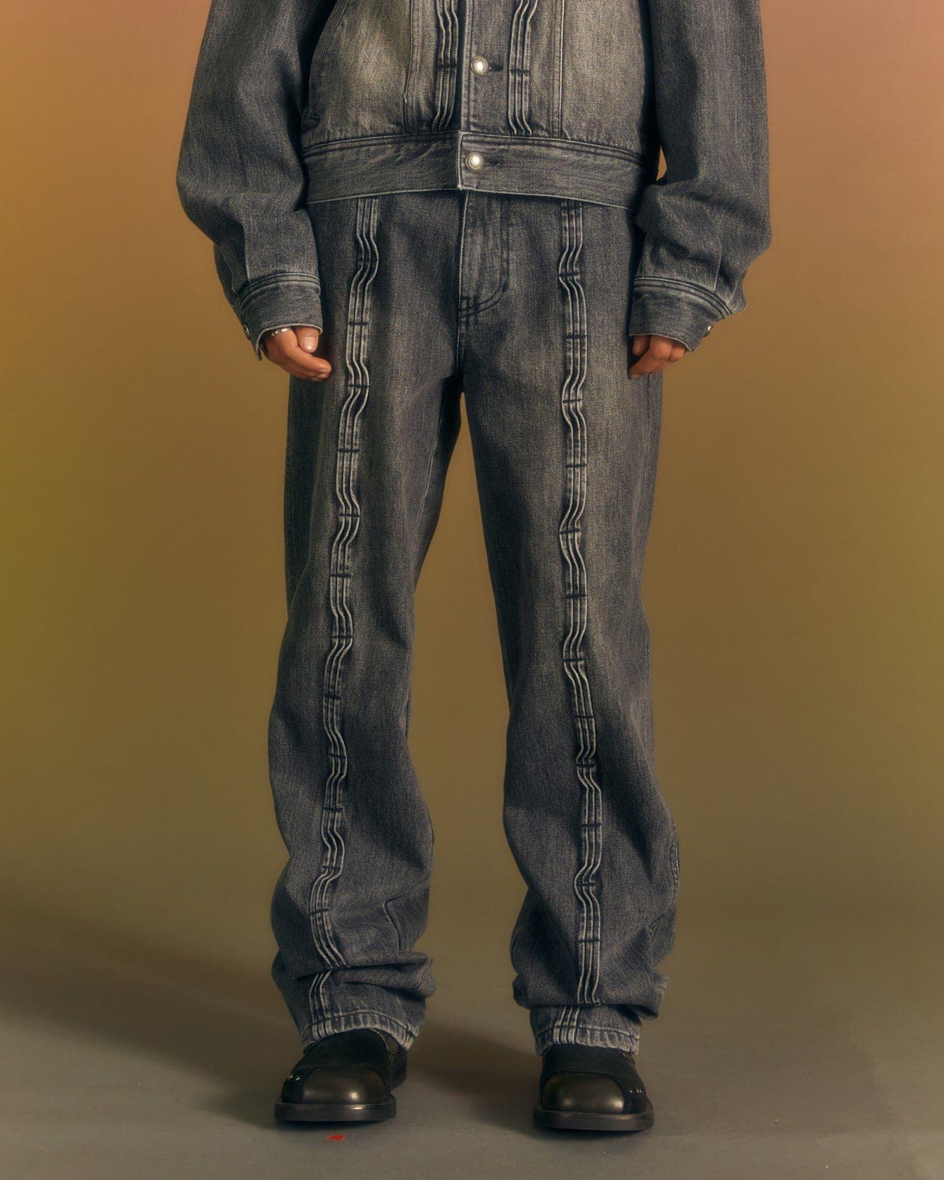 Wave Wide Leg Jeans (Washed Black) — vue 10