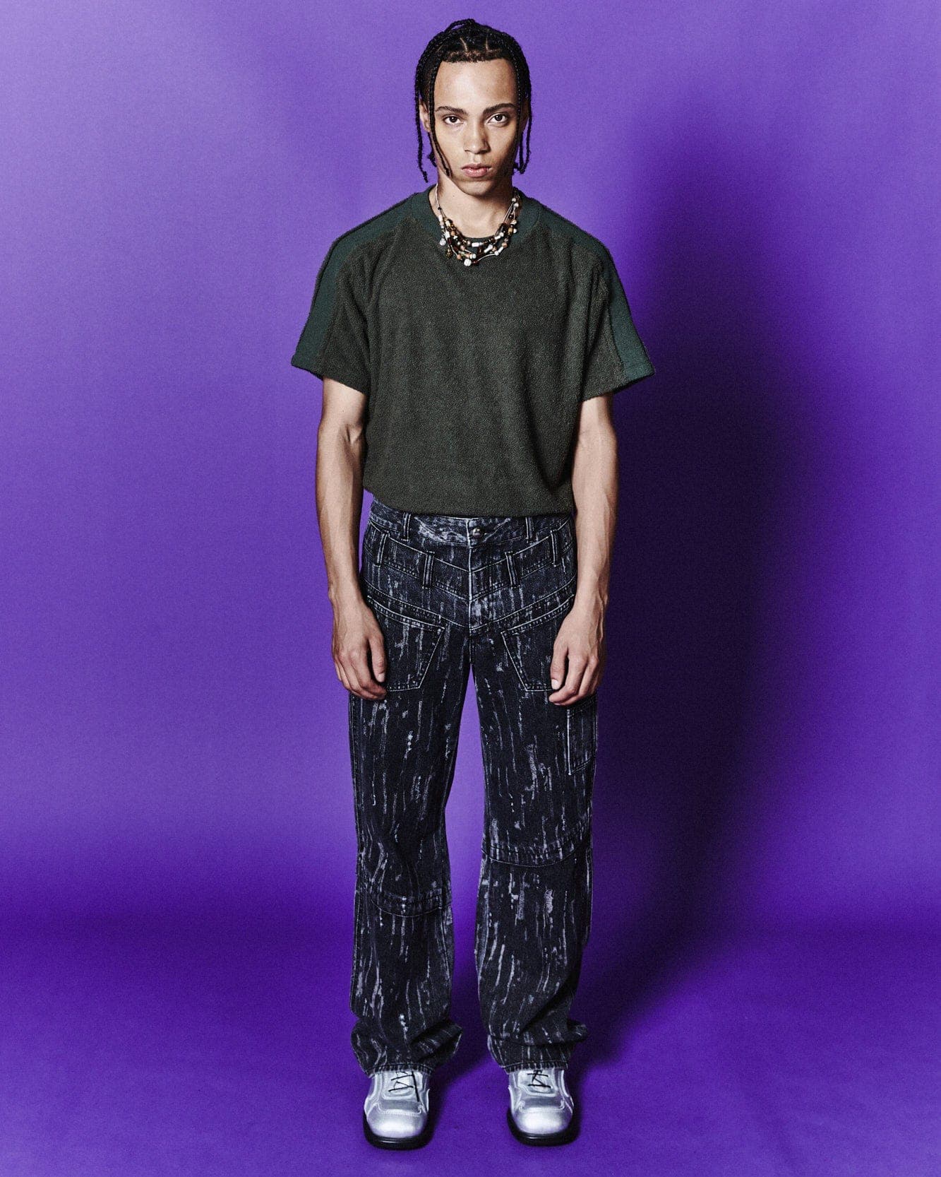Layered Wide-Leg Jeans (Black) — vue 2