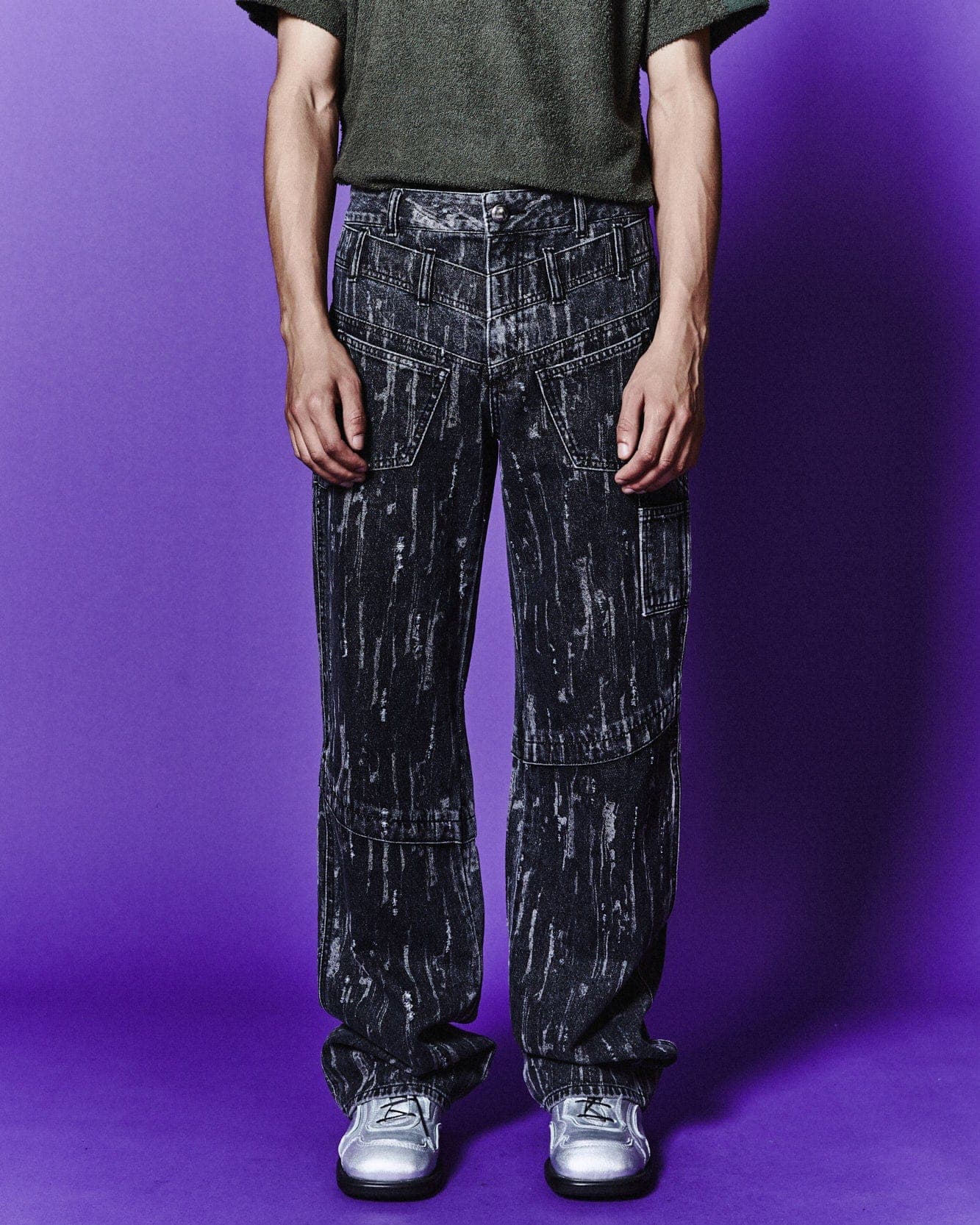 Layered Wide-Leg Jeans (Black) — vue 7