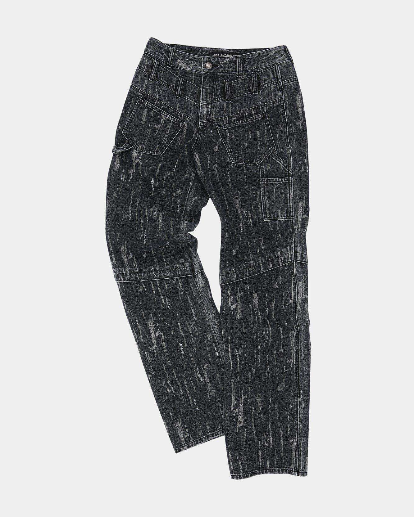 Layered Wide-Leg Jeans (Black) — vue 1