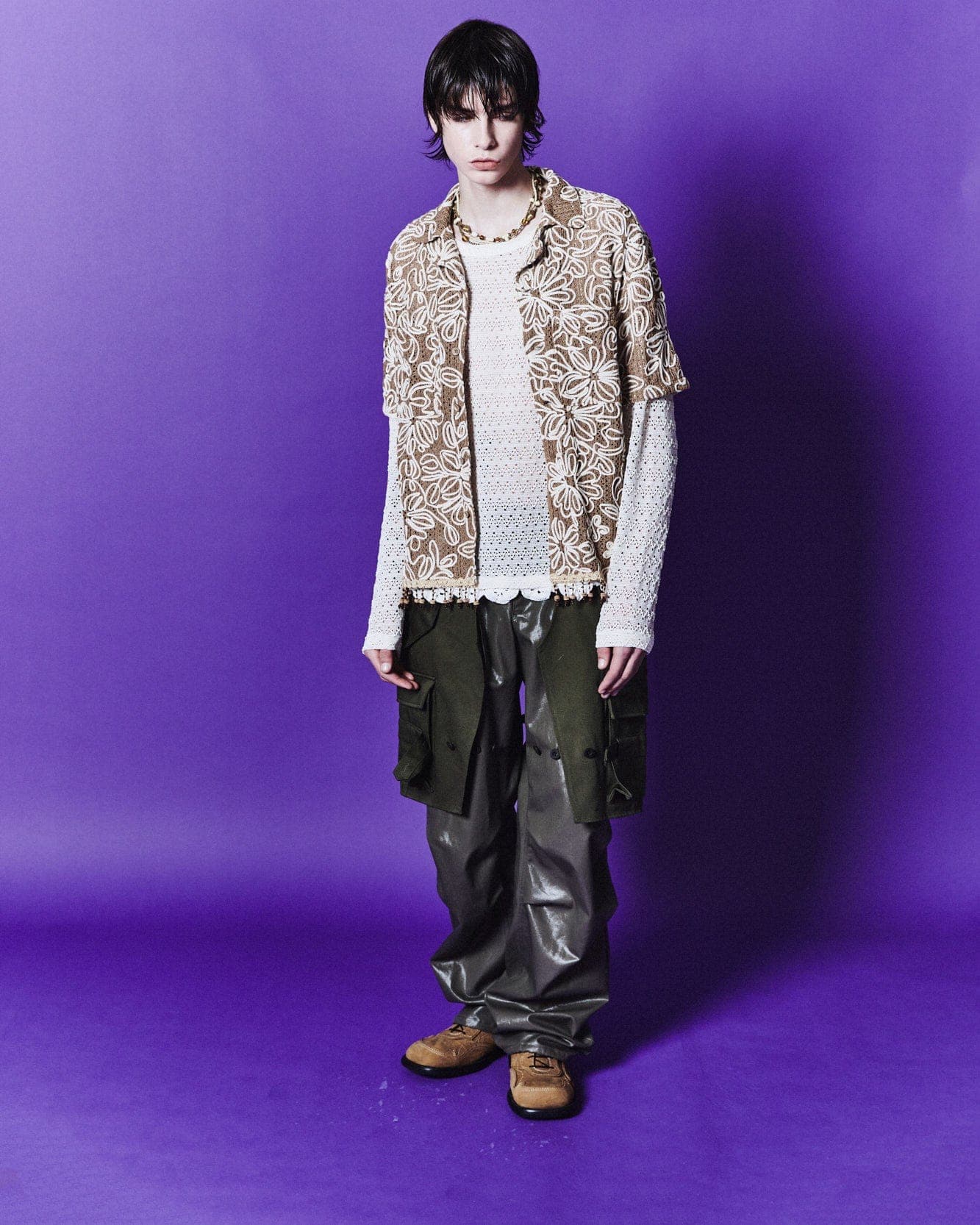 Flower Jacquard Shirts (Beige) — vue 2