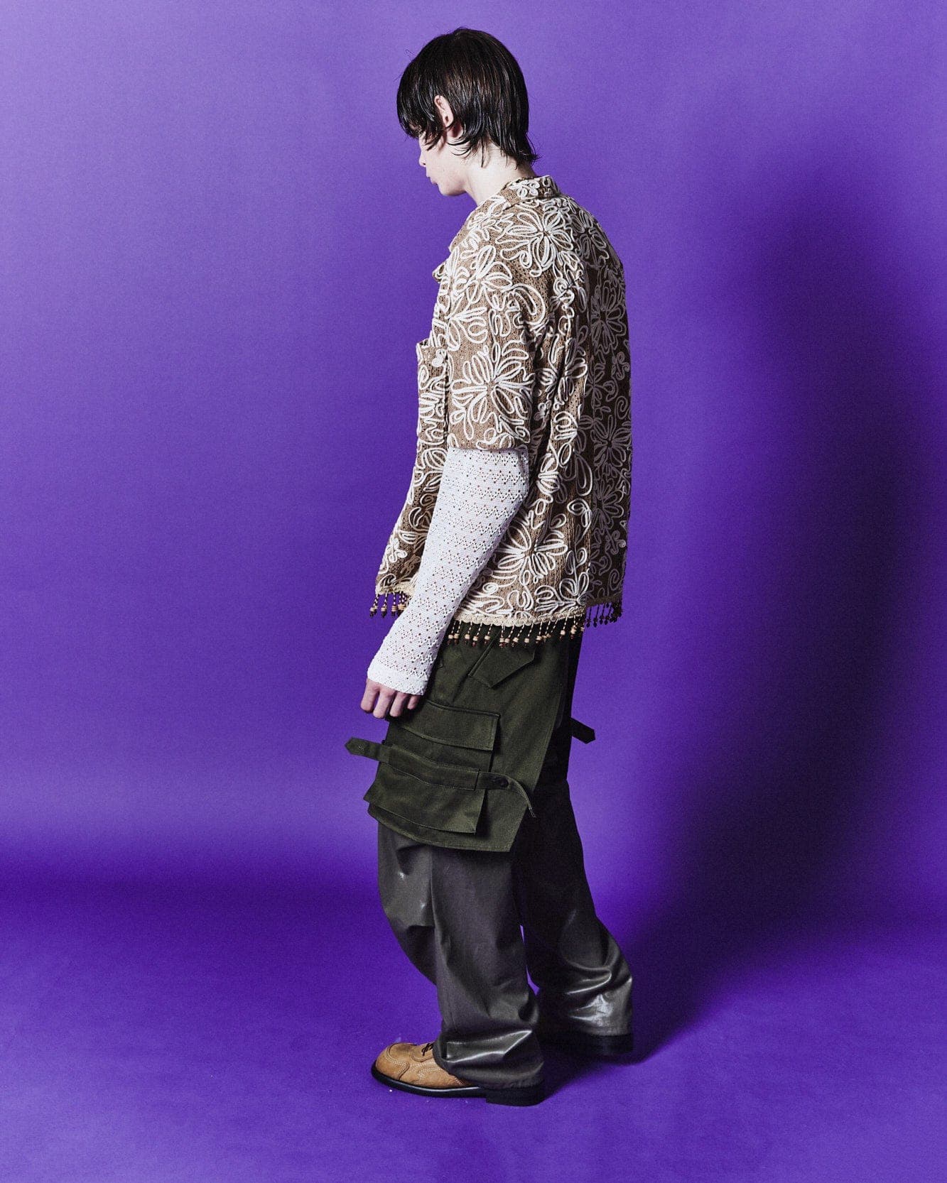 Flower Jacquard Shirts (Beige) — vue 5