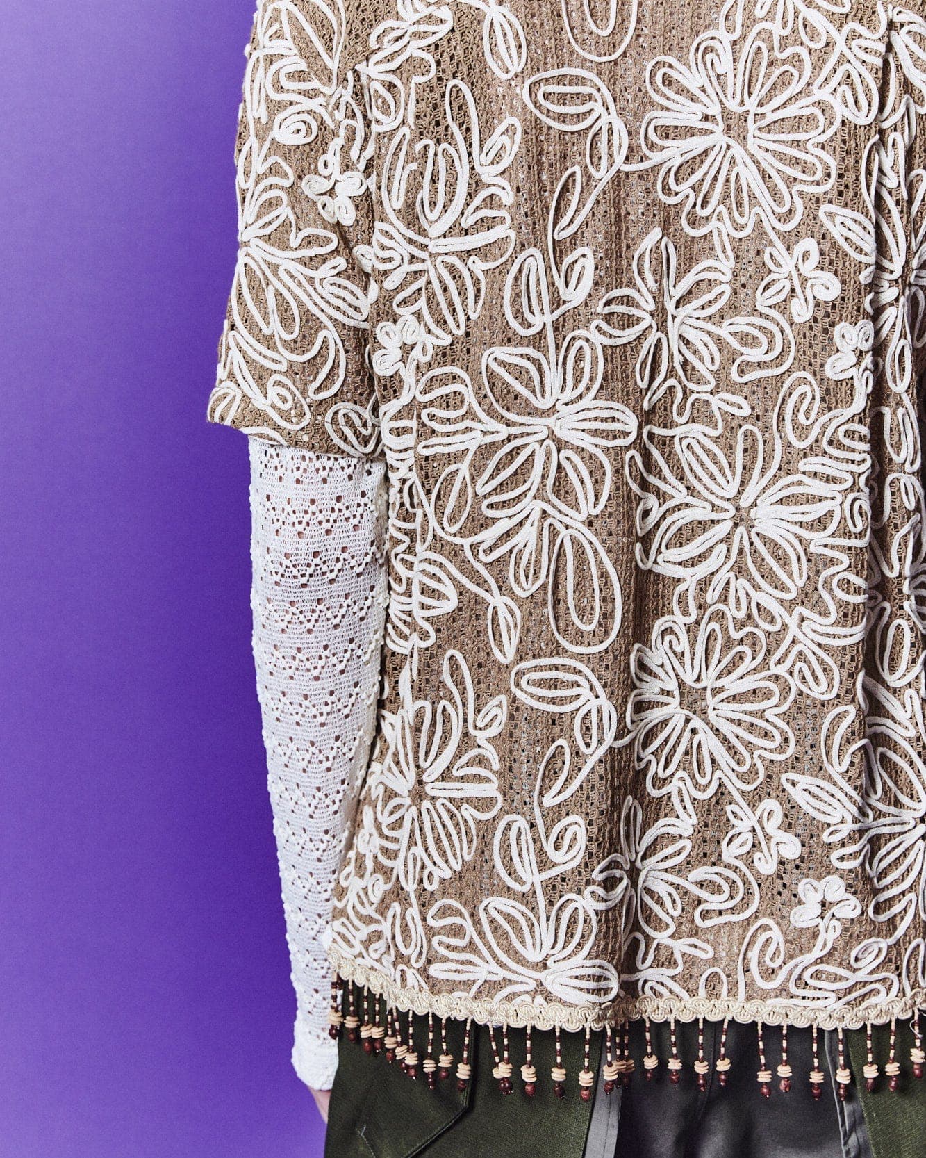 Flower Jacquard Shirts (Beige) — vue 8