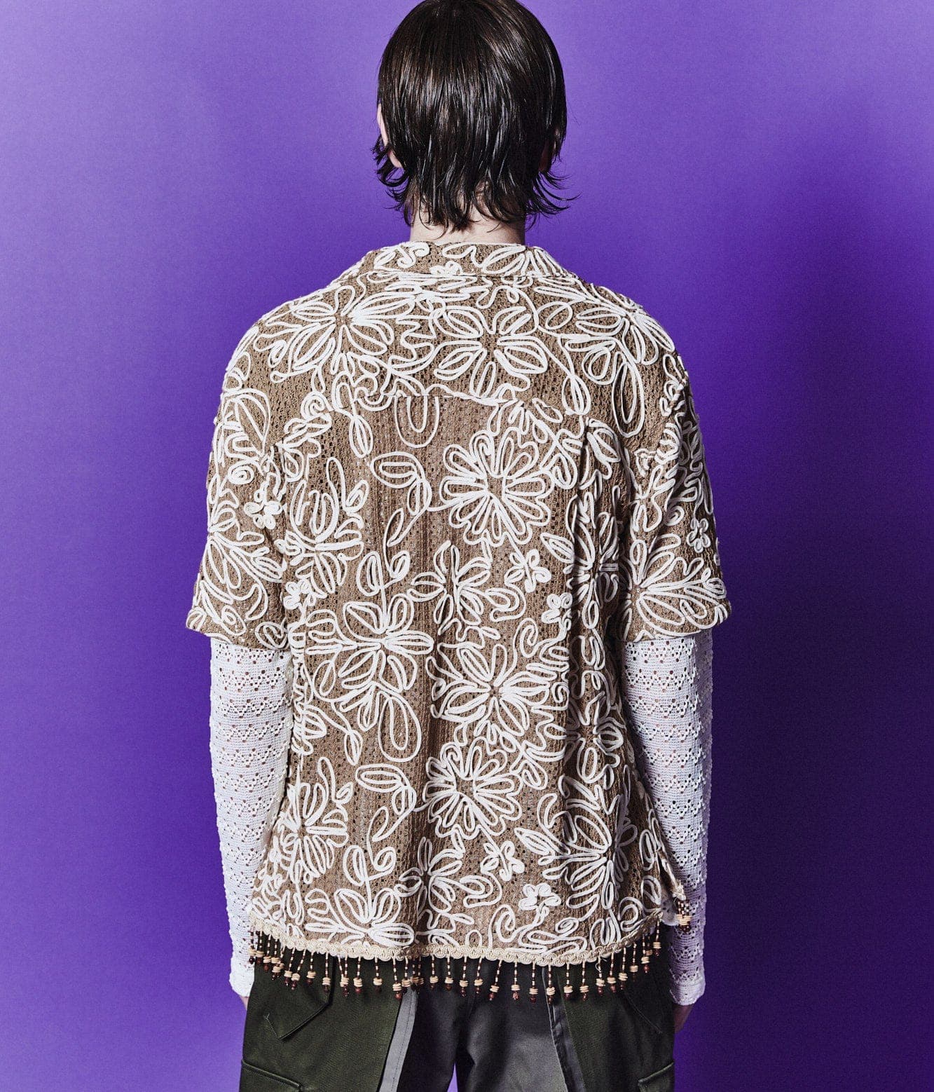Flower Jacquard Shirts (Beige) — vue 9