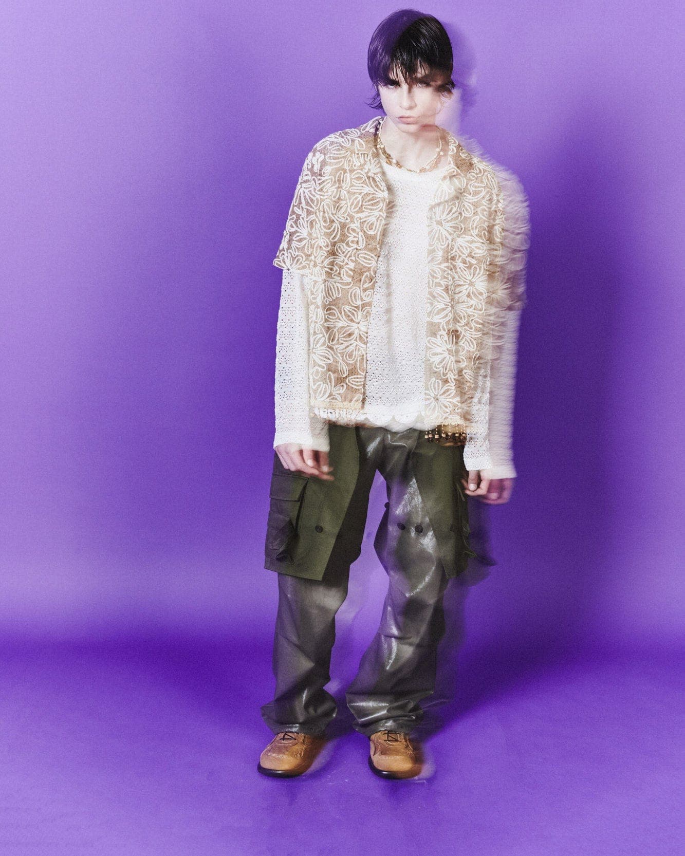 Flower Jacquard Shirts (Beige) — vue 10
