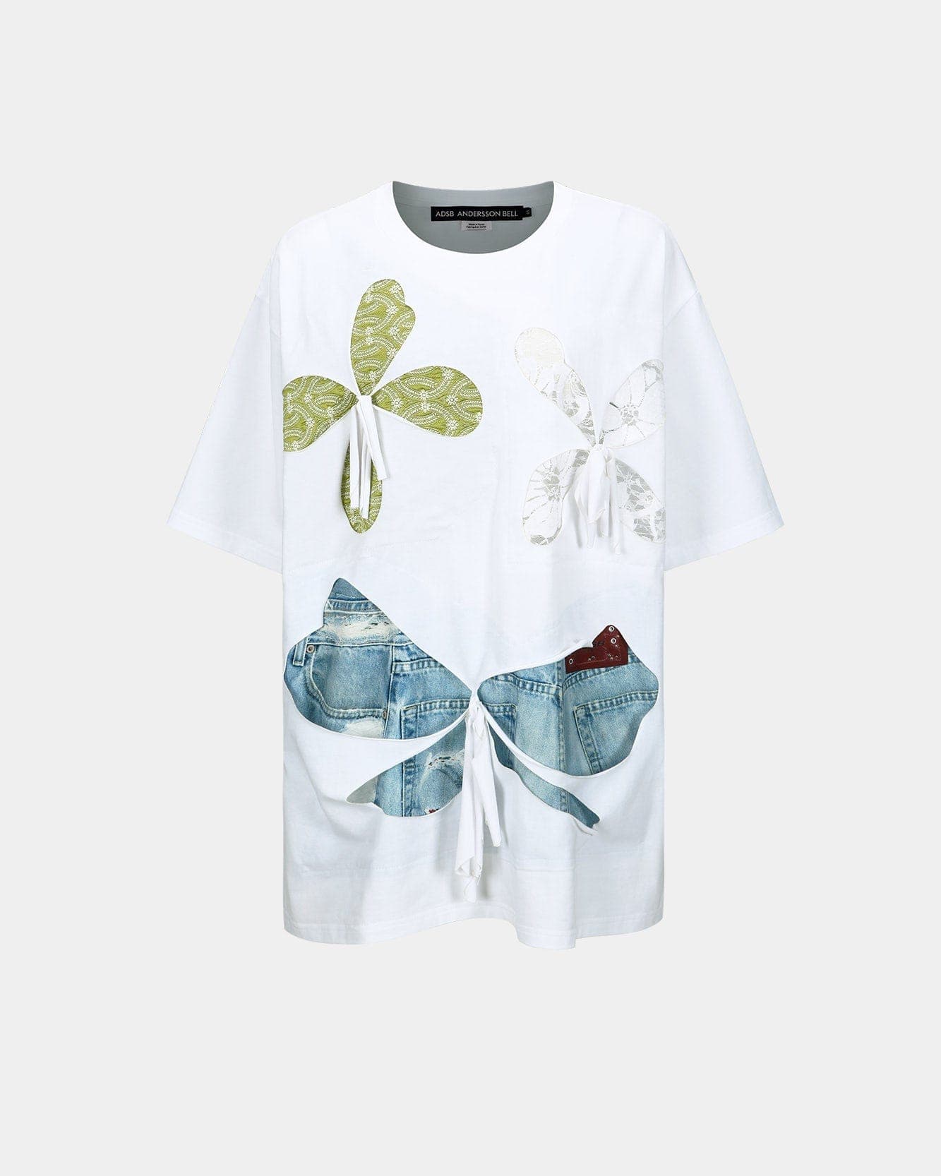 Kyra Blooming Fabric Flowers T-Shirt (White) — vue 1