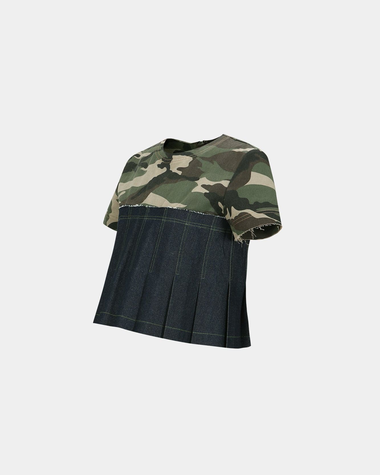 Camouflage Pleats Denim Top (Khaki Indigo) — vue 2