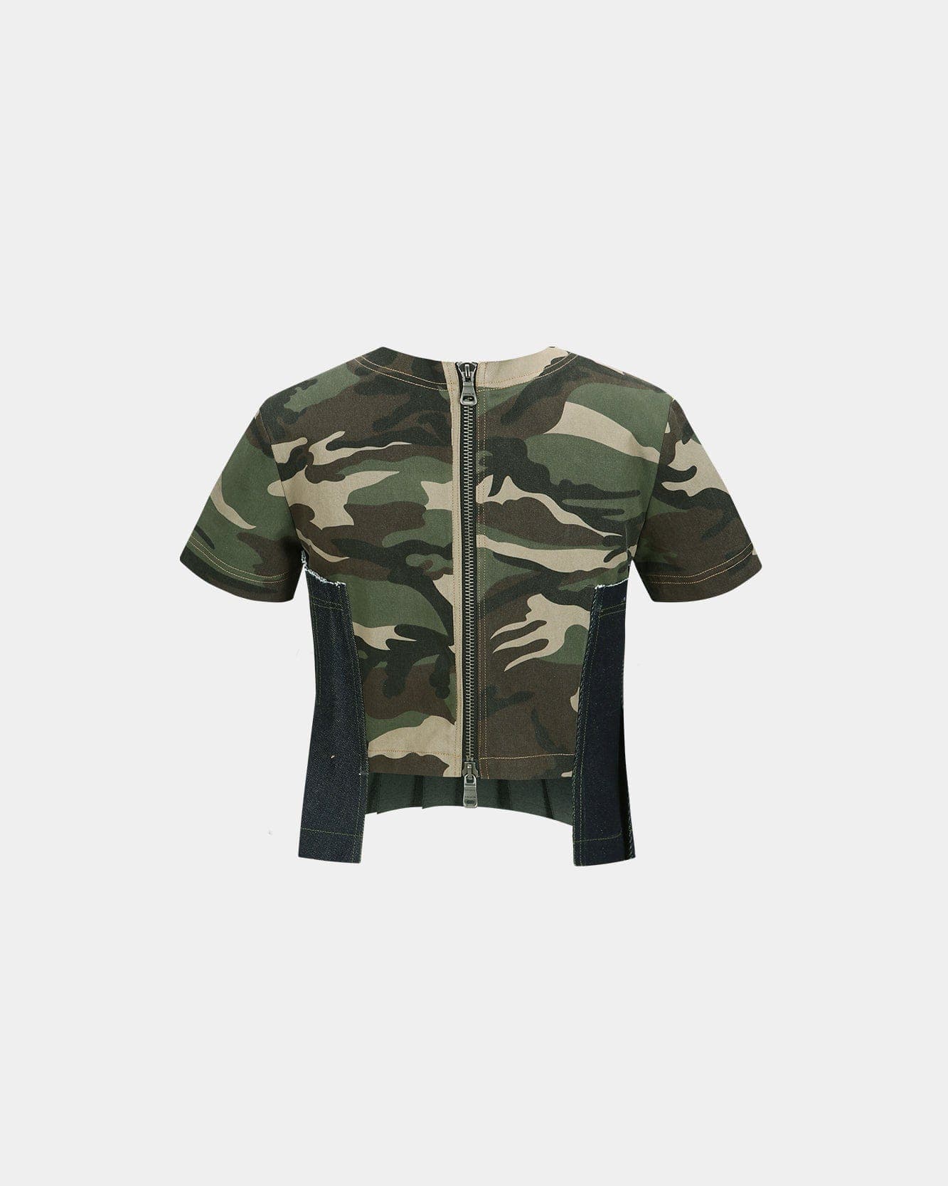 Camouflage Pleats Denim Top (Khaki Indigo) — vue 3