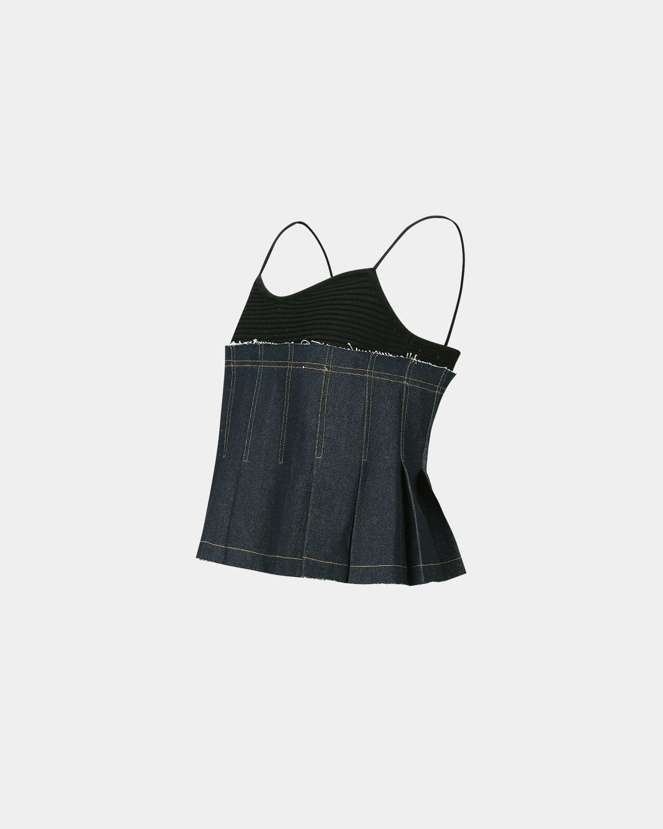Kina Pleats Denim Sleeveless Knit Top (Black Indigo) — vue 3