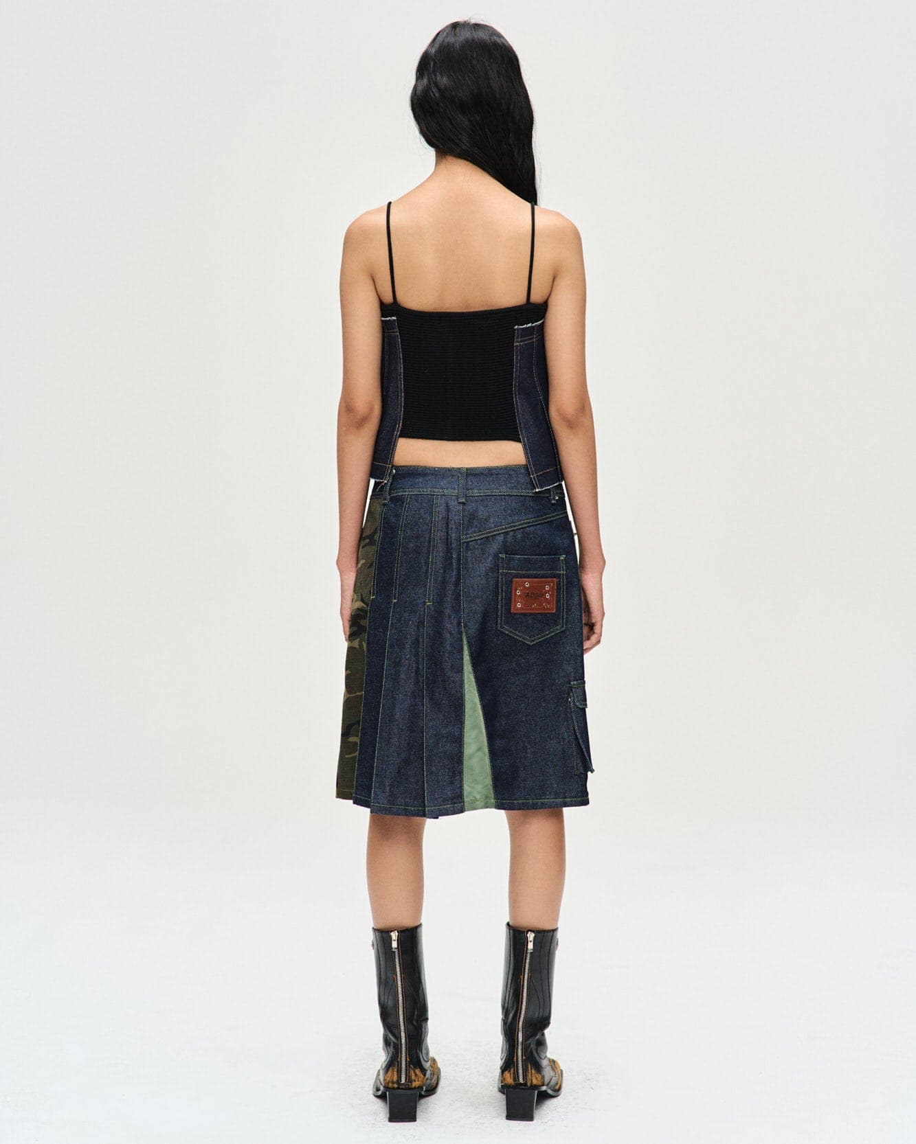 Kina Pleats Denim Sleeveless Knit Top (Black Indigo) — vue 6