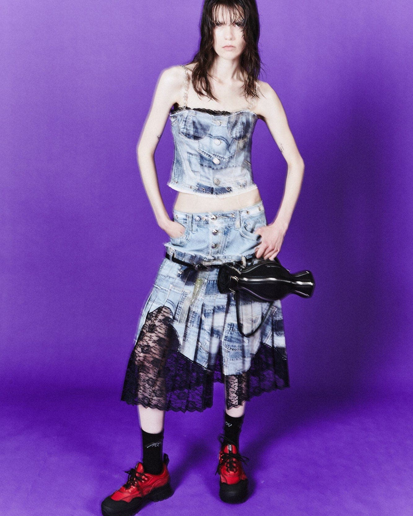 All-Denim Printed Bustier Top (Blue) — vue 11