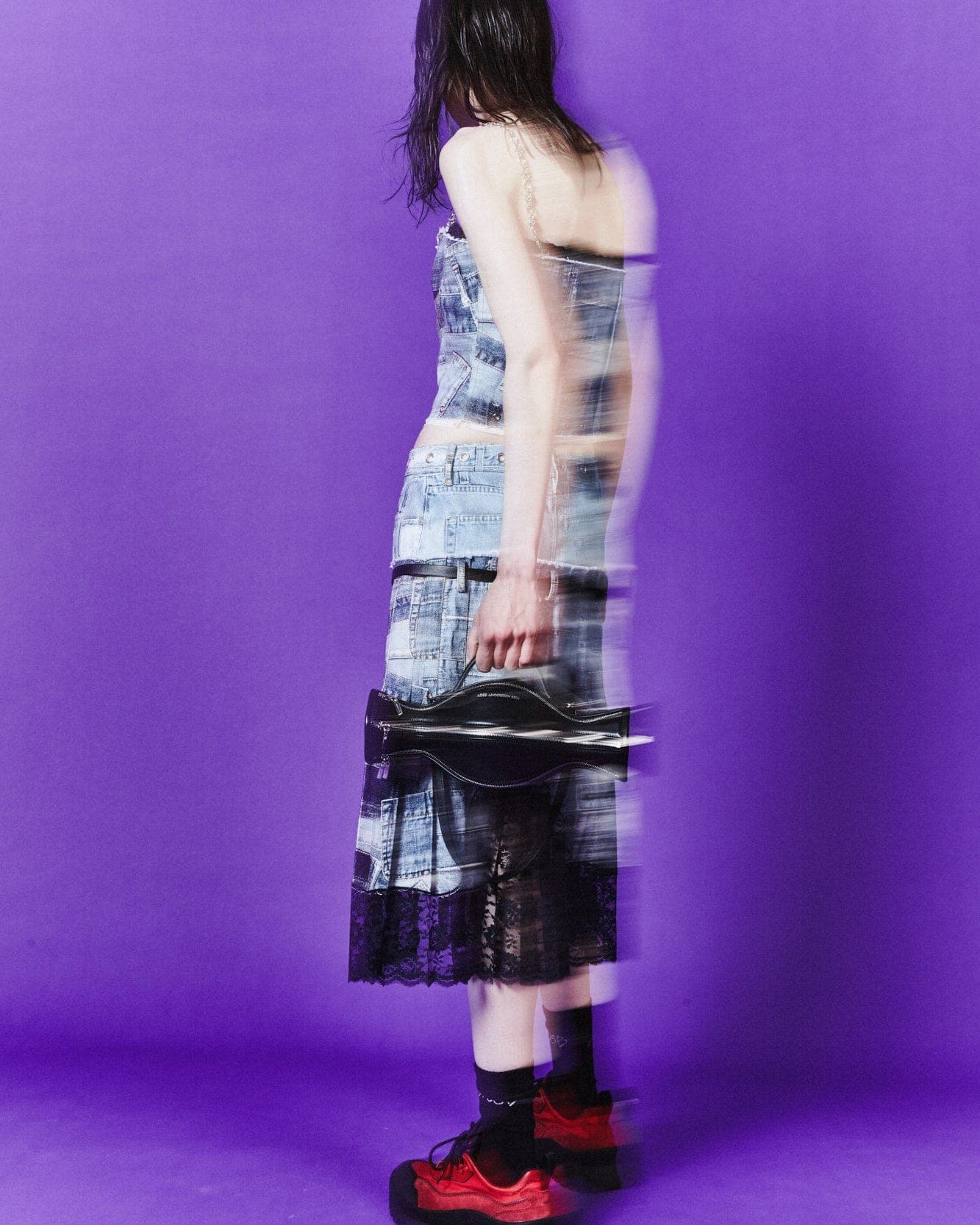 All-Denim Printed Bustier Top (Blue) — vue 12