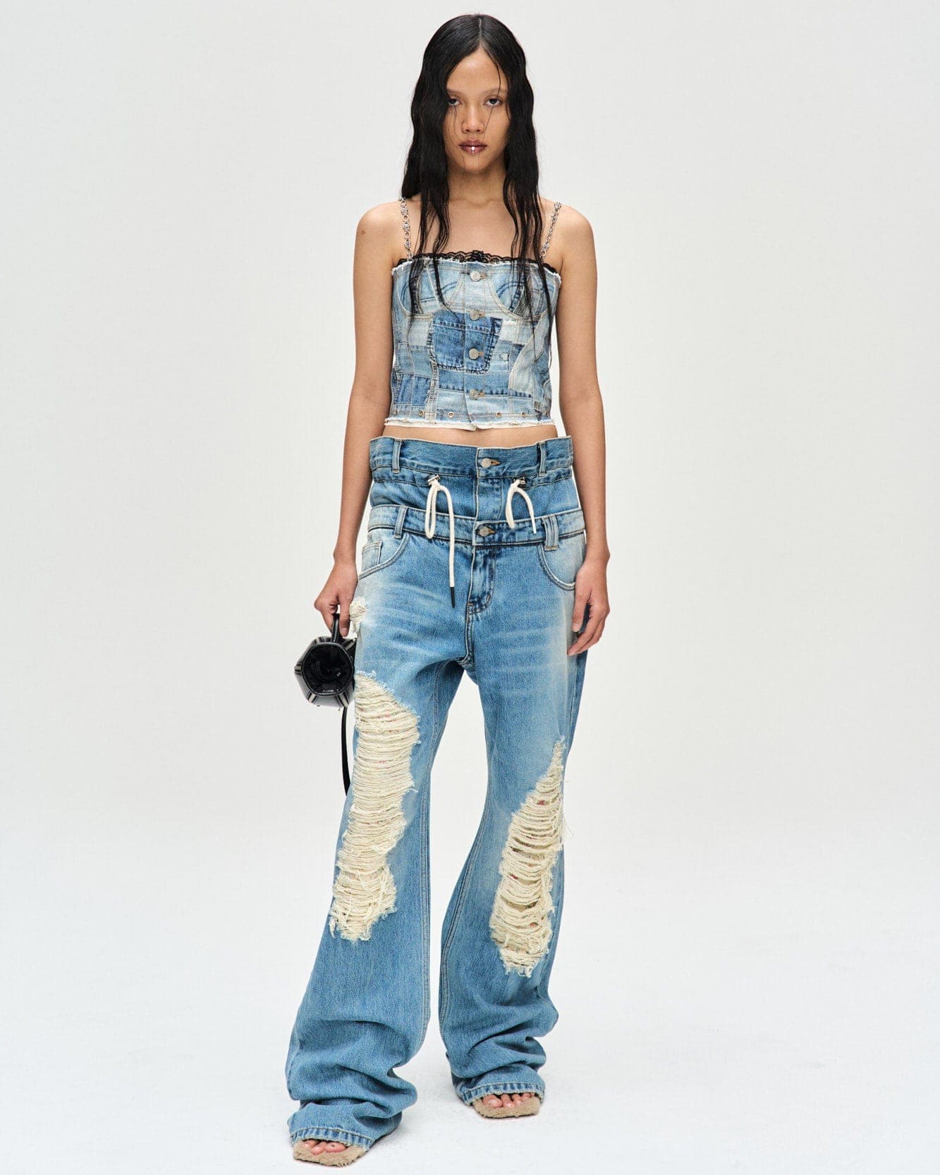 All-Denim Printed Bustier Top (Blue) — vue 5