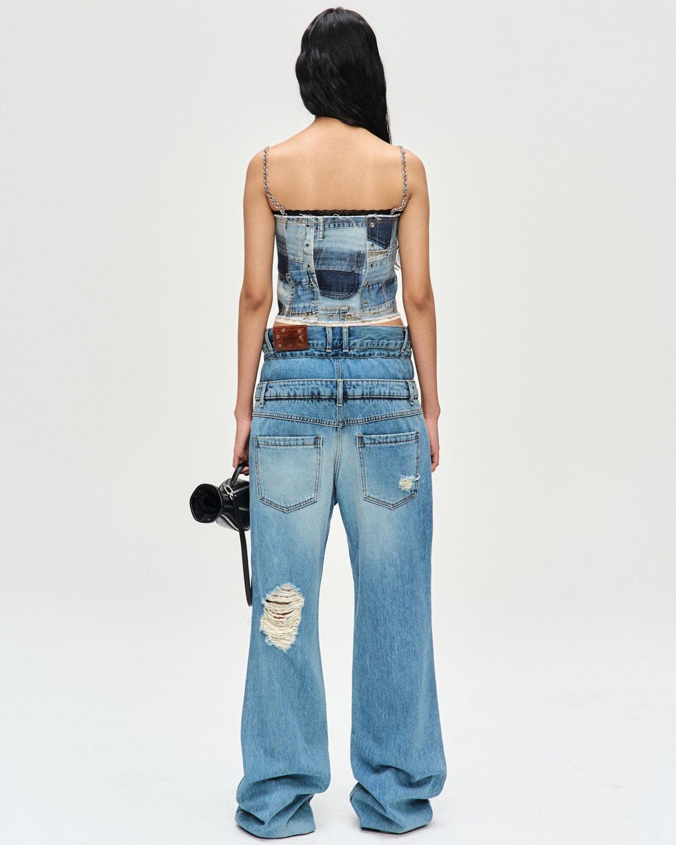 All-Denim Printed Bustier Top (Blue) — vue 6