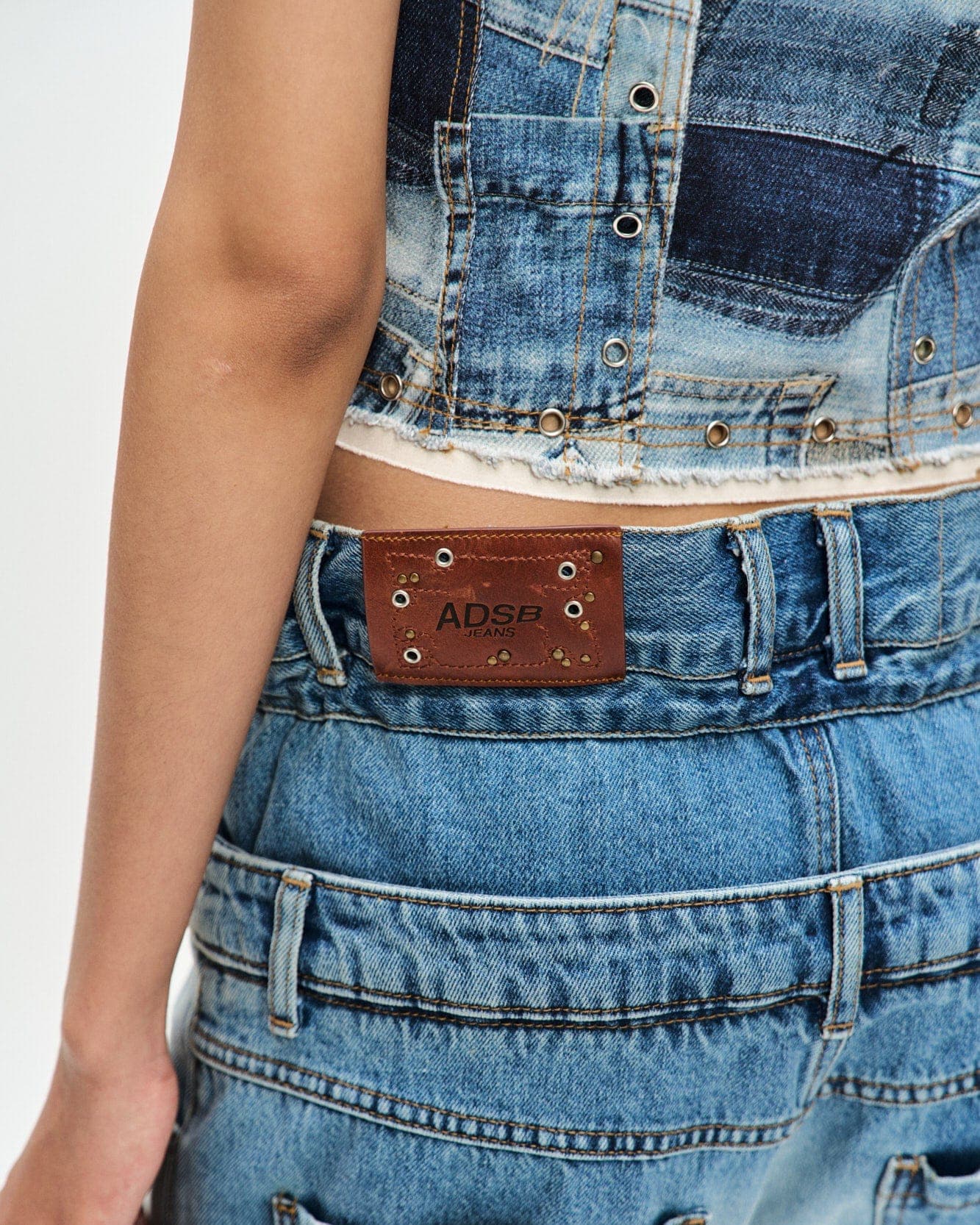 All-Denim Printed Bustier Top (Blue) — vue 9