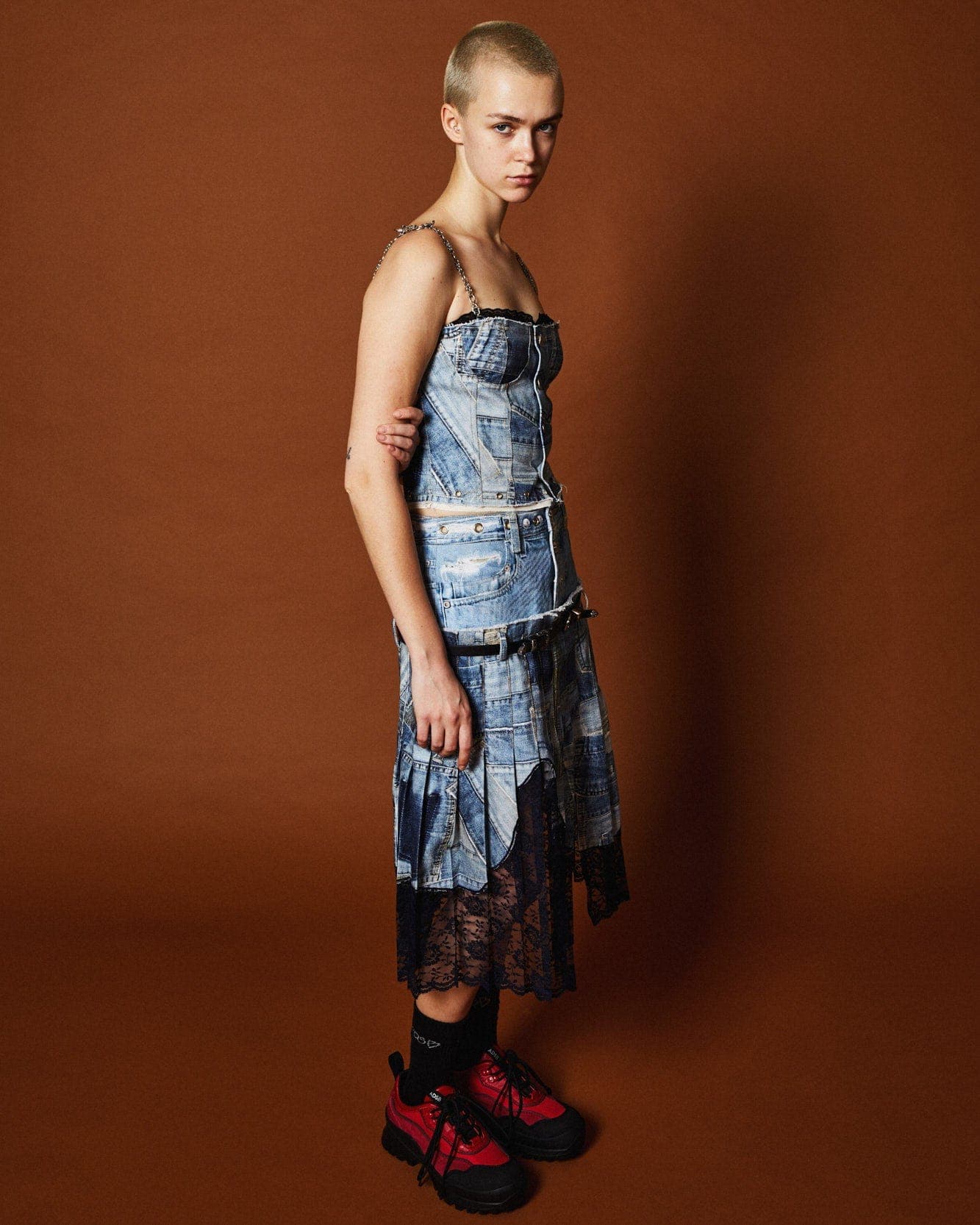 All-Denim Printed Bustier Top (Blue) — vue 10